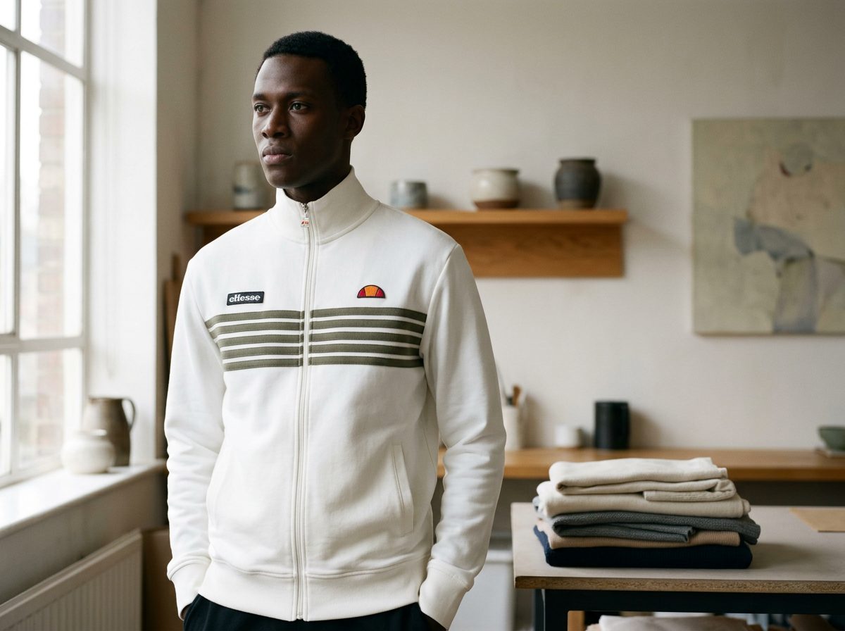 Ellesse Vicenza Track Jacket - Ecru / Olive