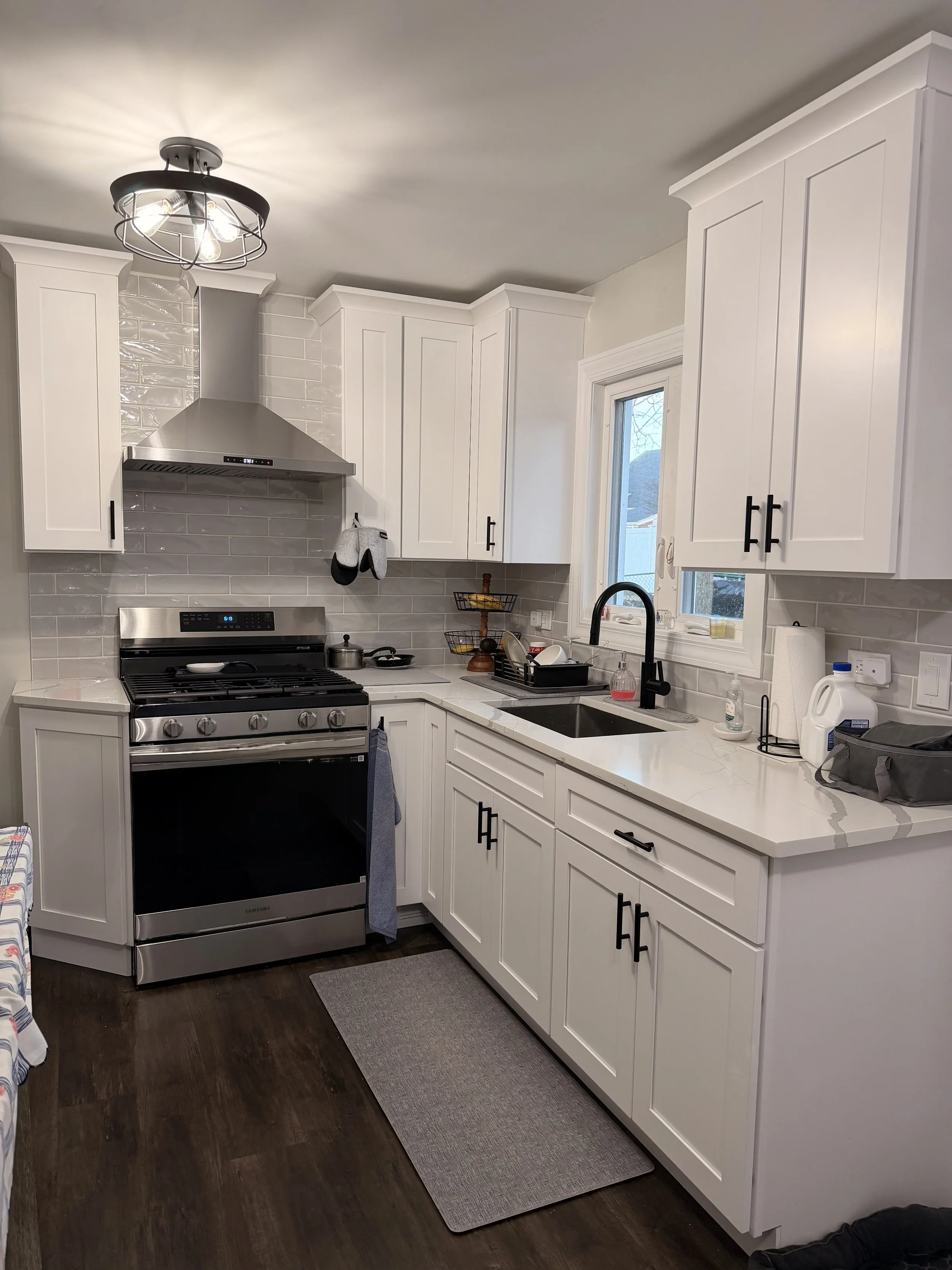 Union, NJ. Hudson Snow White, Tribeca Cabinetry