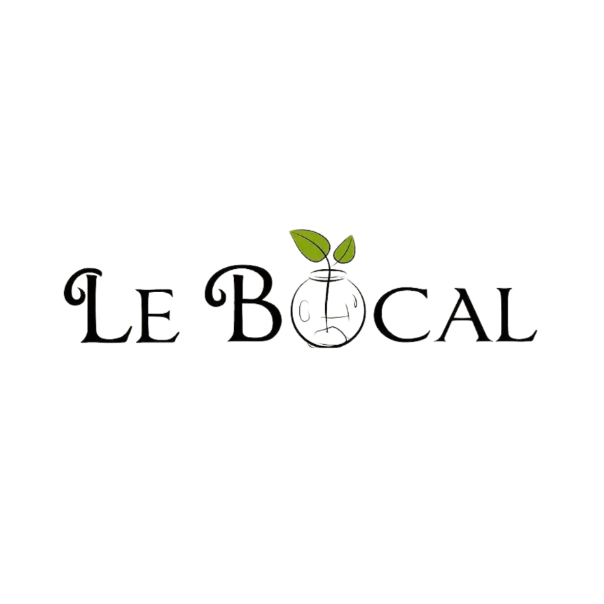 Logo avec le texte 'Le Bocal' et une illustration d'un bocal avec une plante verte
