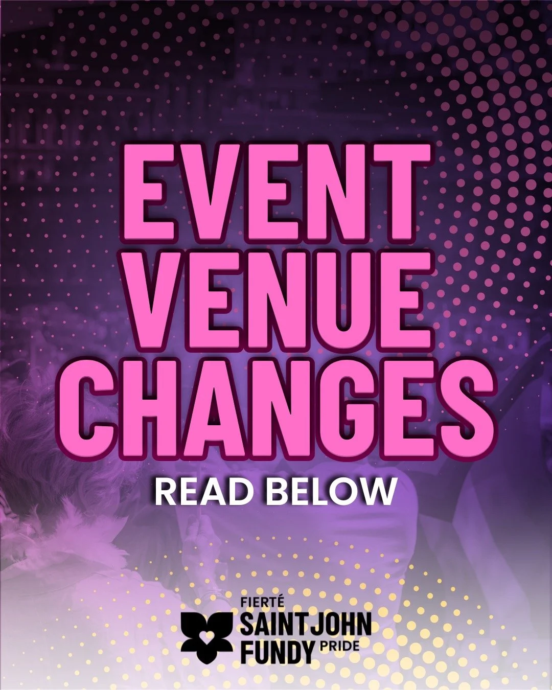 Due to unforeseen circumstances beyond our control, a few of our Pride Week event venues have changed.

New locations have been secured, and updated event details will be shared shortly. Please keep an eye on our social channels for the latest inform