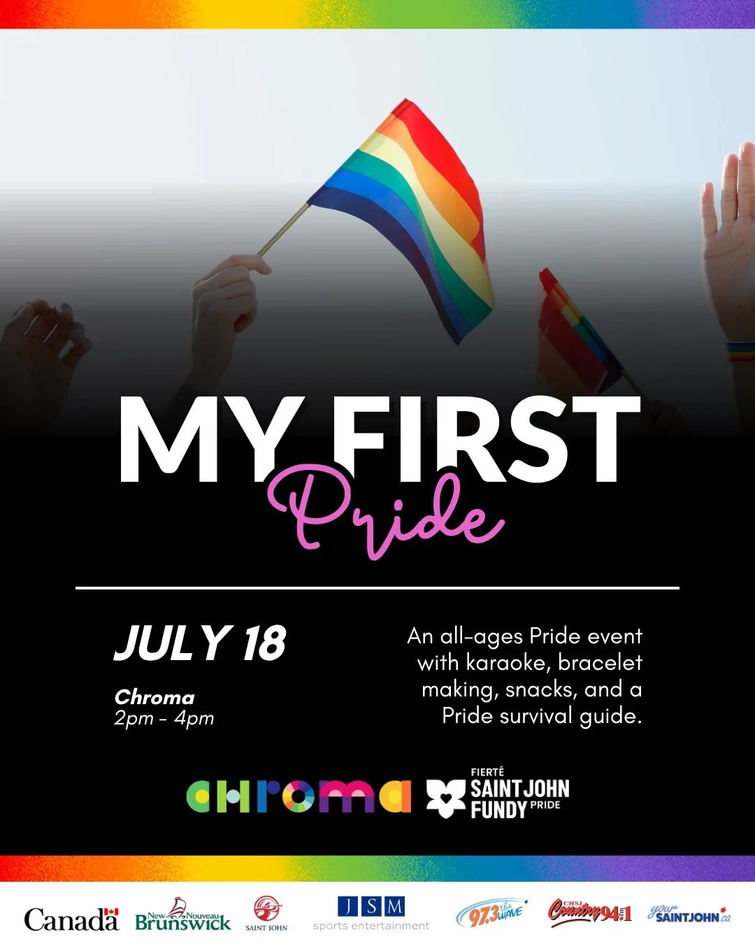 🌈 New to Pride? You belong here.
Join us for My First Pride, an all-ages afternoon for youth, families, friends, allies, and anyone looking for a welcoming place to start. 💜

Come hang out for karaoke 🎤, bracelet making ✨, Pride Q&amp;A 🏳️&zwj;🌈
