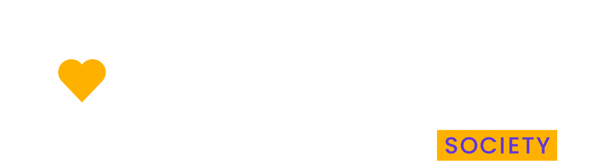 Logo for Saint Joan Funny Pride Society featuring a stylized white flower with a yellow heart center and bold black and white text.