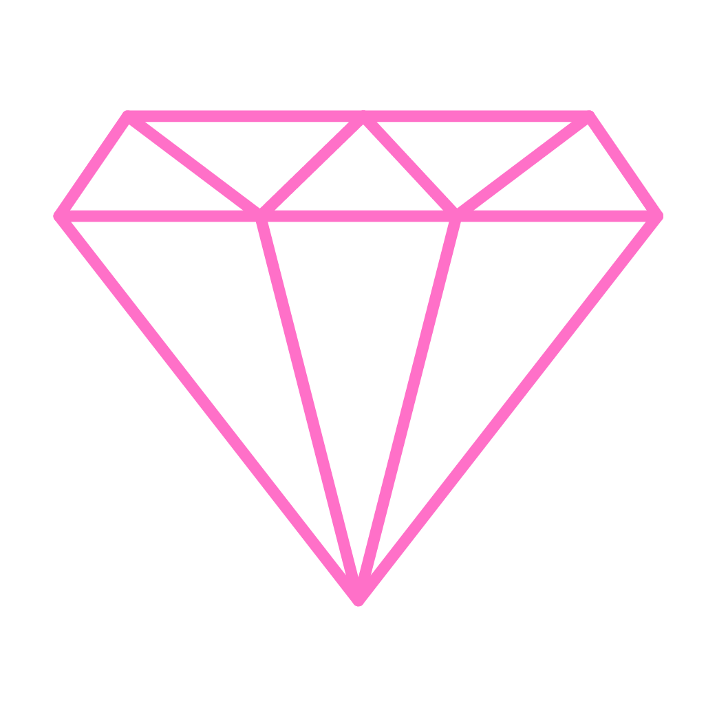 Outline of a pink diamond.