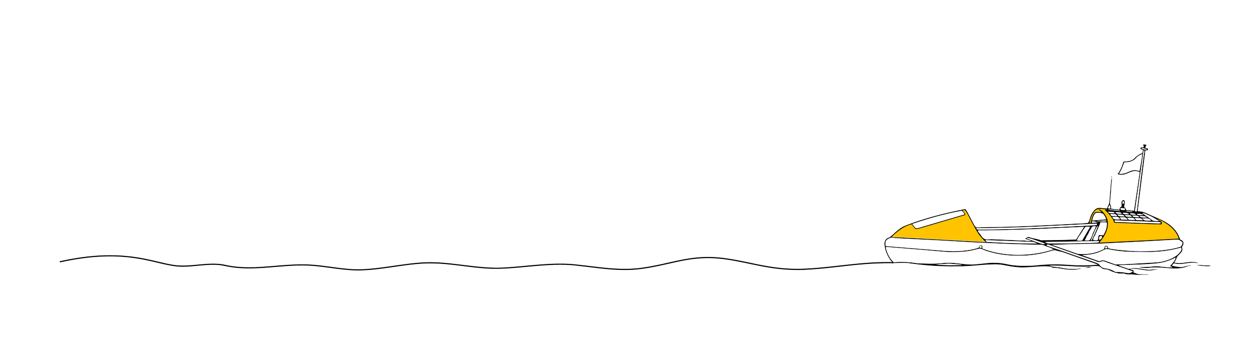 Illustration of a yellow and white ocean rowing boat.