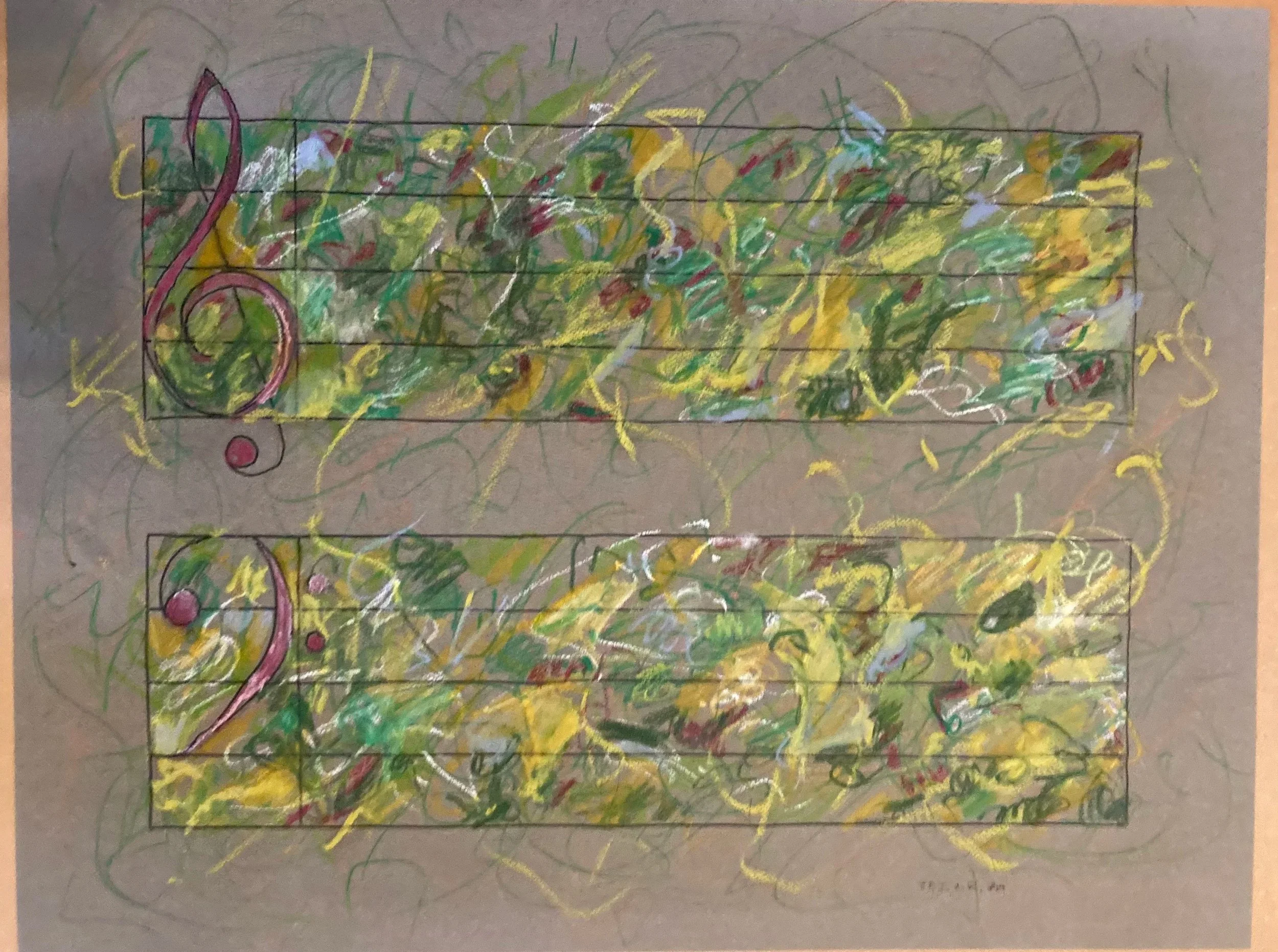 The Poet Is a Radio #8 - Oil pastel and ink on paper 20 x026" 2018