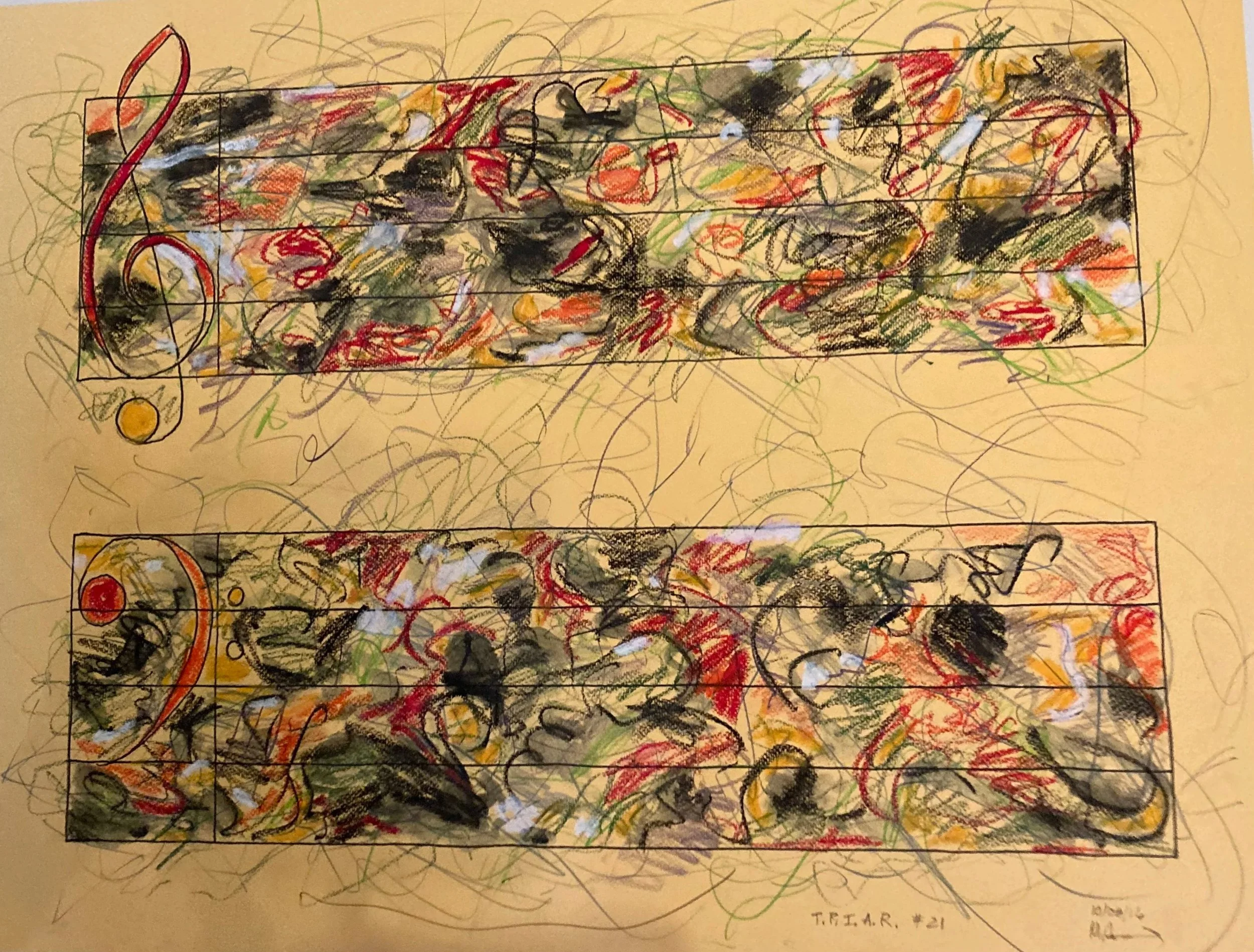 The Poet Is a Radio #21 - Oil pastel and ink on paper 20 x 26" 2016