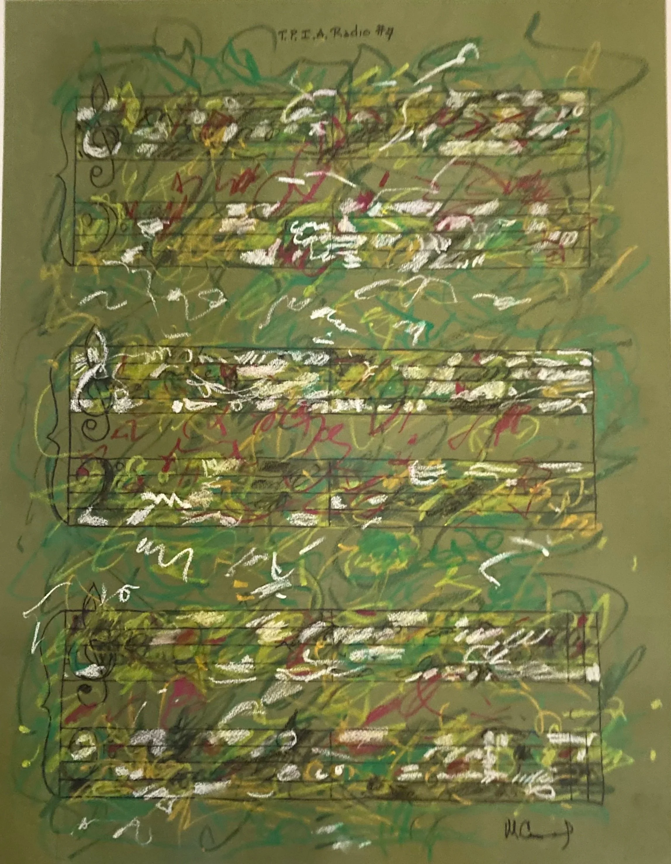 The Poet Is a Radio - Oil pastel and ink on paper 20 x 26" 2015