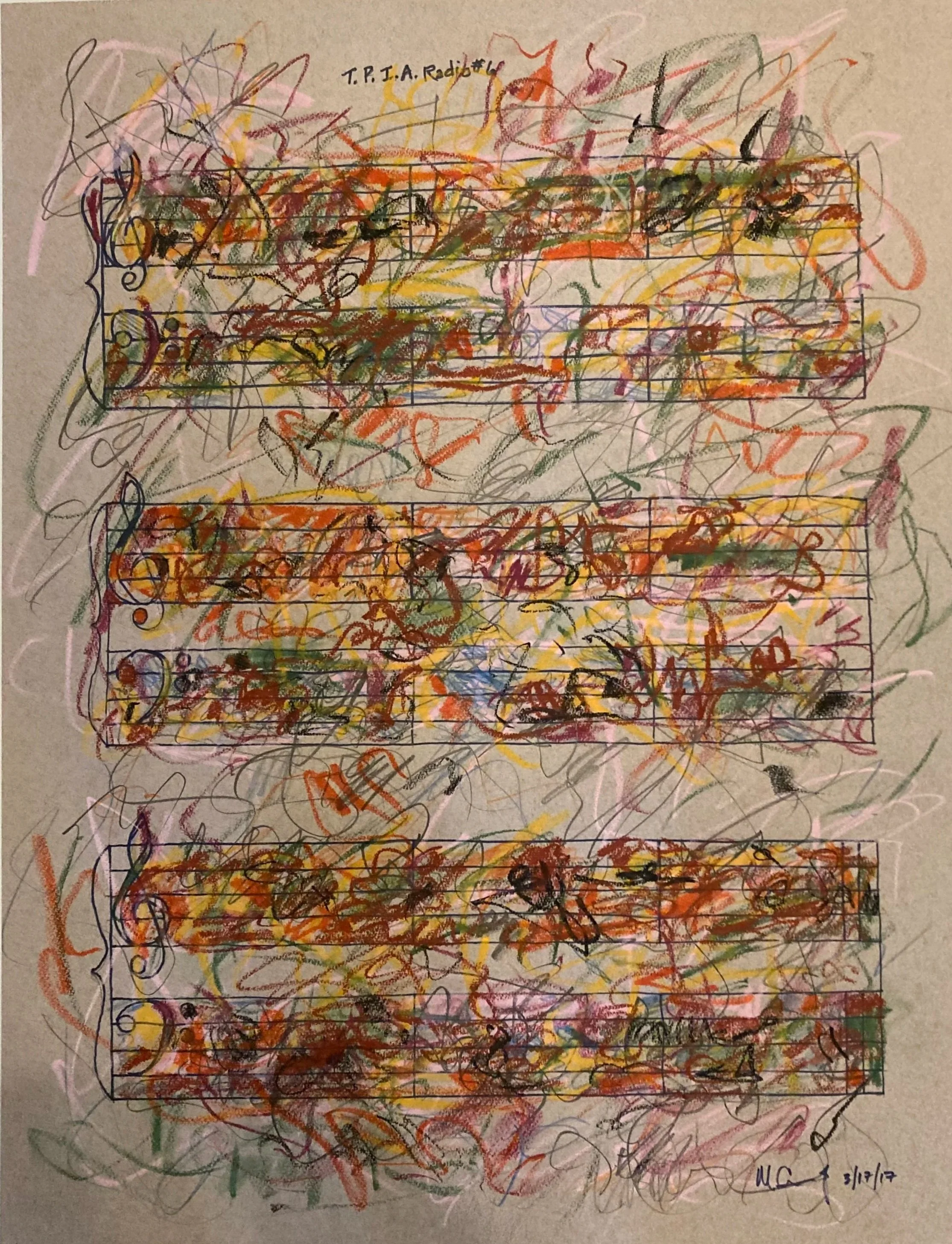 The Poet is a Radio0#16 - Oil pastel and ink on paper 20 x 26" 2017