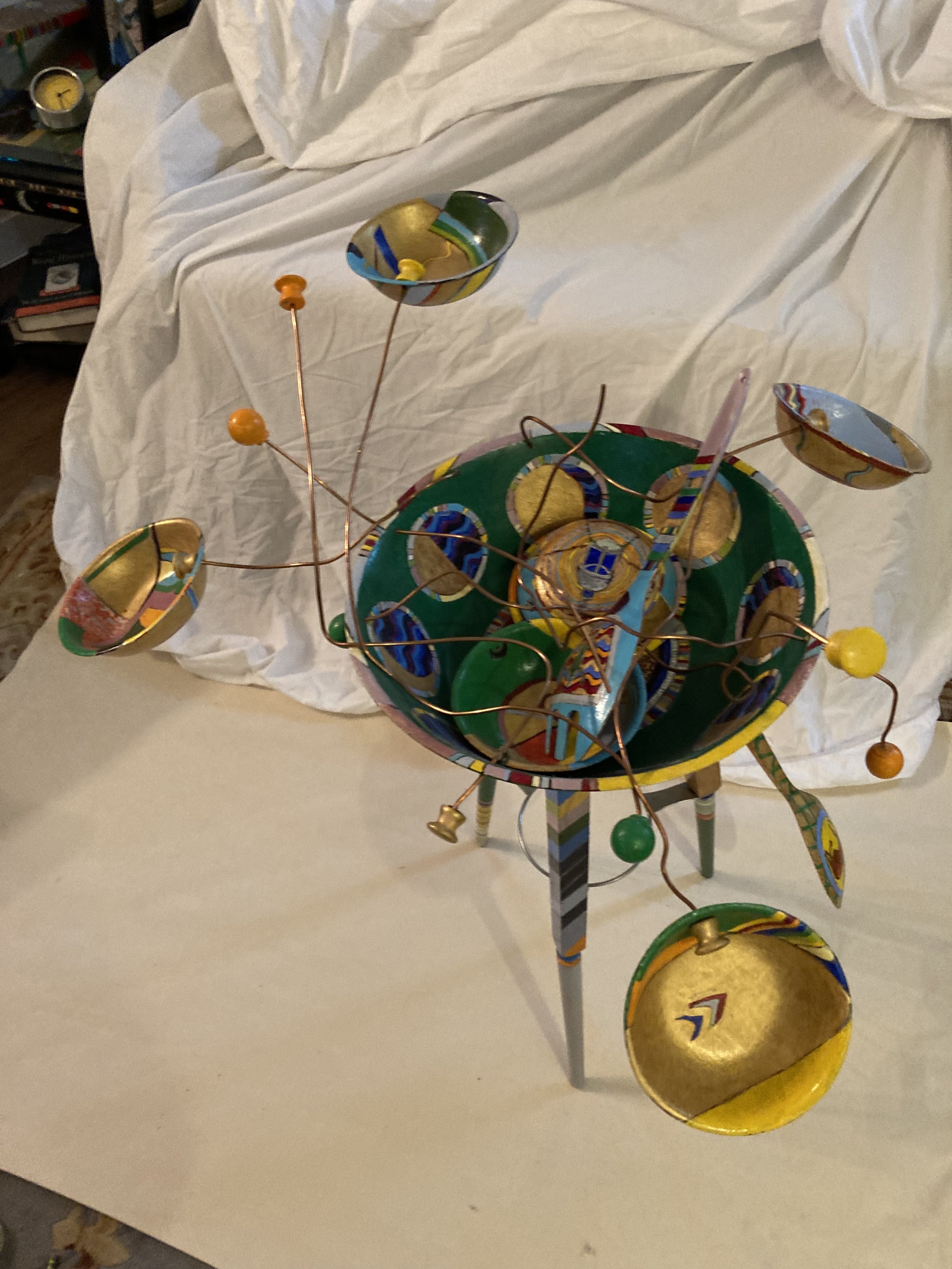 Self portrait as a salad bowl with six servicing bowls - Acrylic on wood with metal 3 x 3'  2007