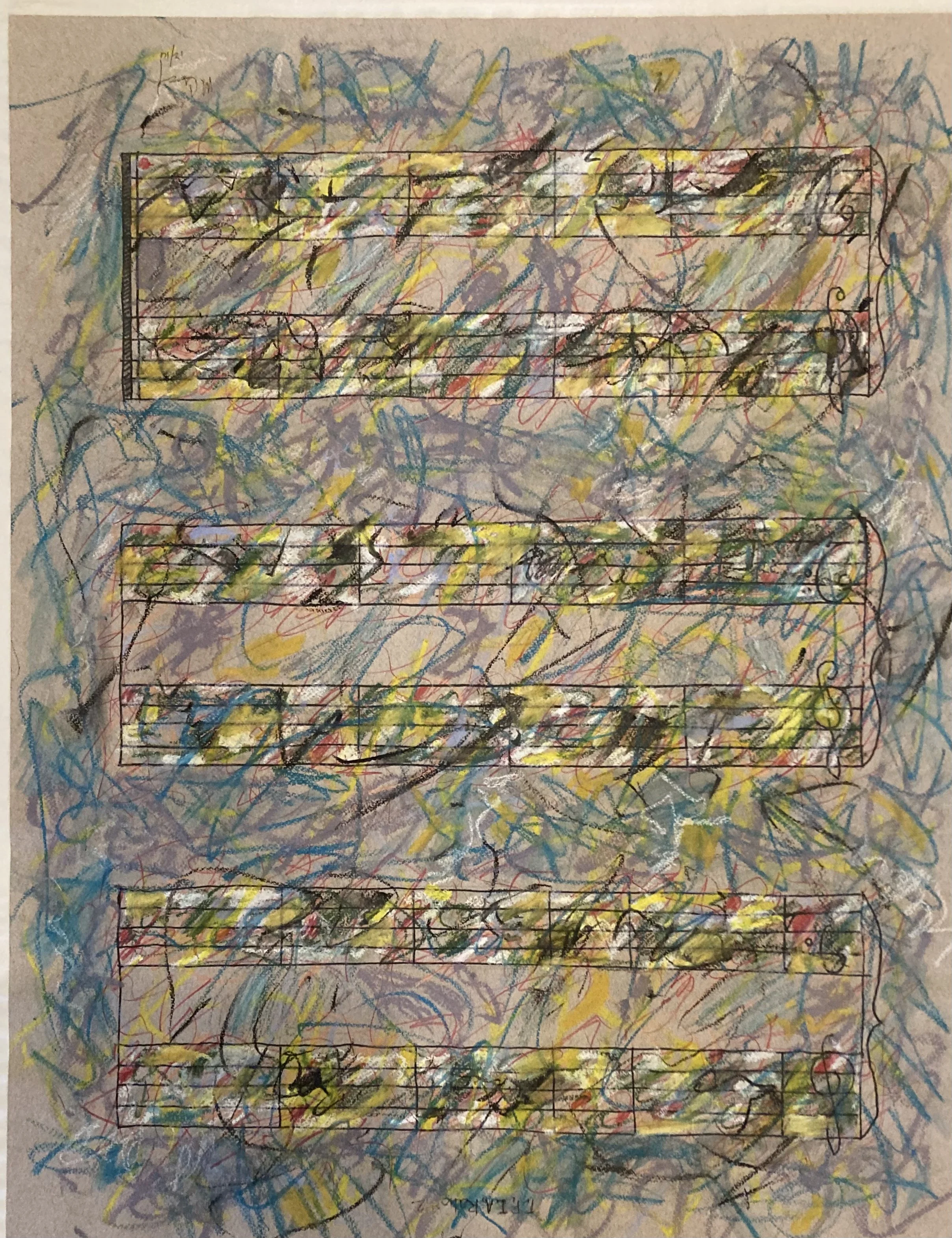 The Poet is a Radio #12 - Oil pastel and ink on paper  20 x 26" 2017