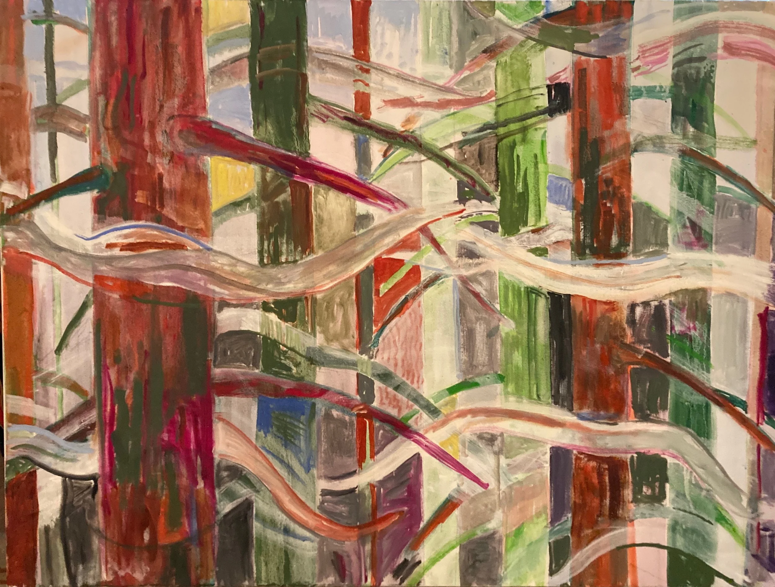 Redwoods and Smoke VI - 3 x 4' Oil on canvas 2021