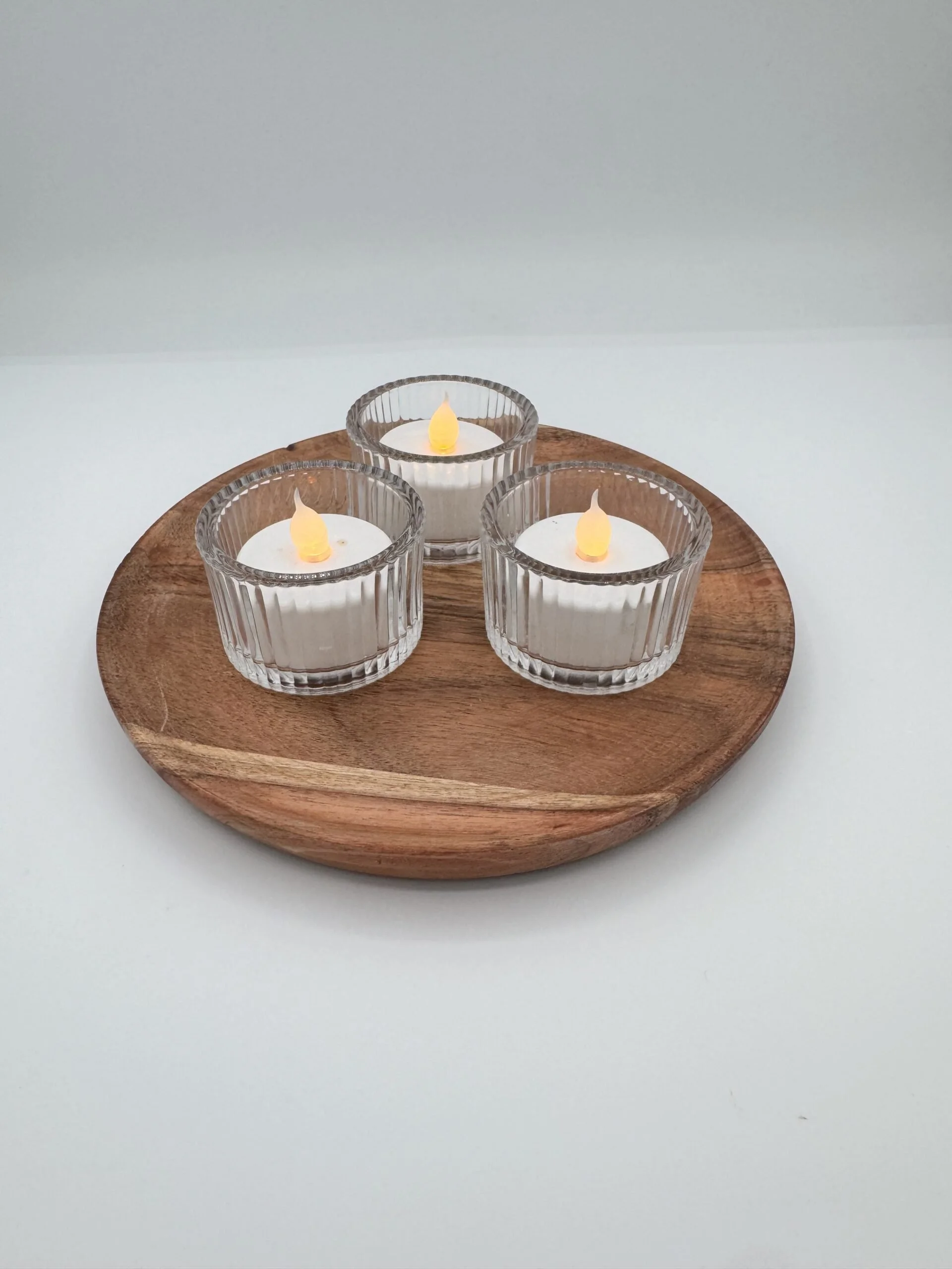 Clear Ribbed Glass Votive Holders