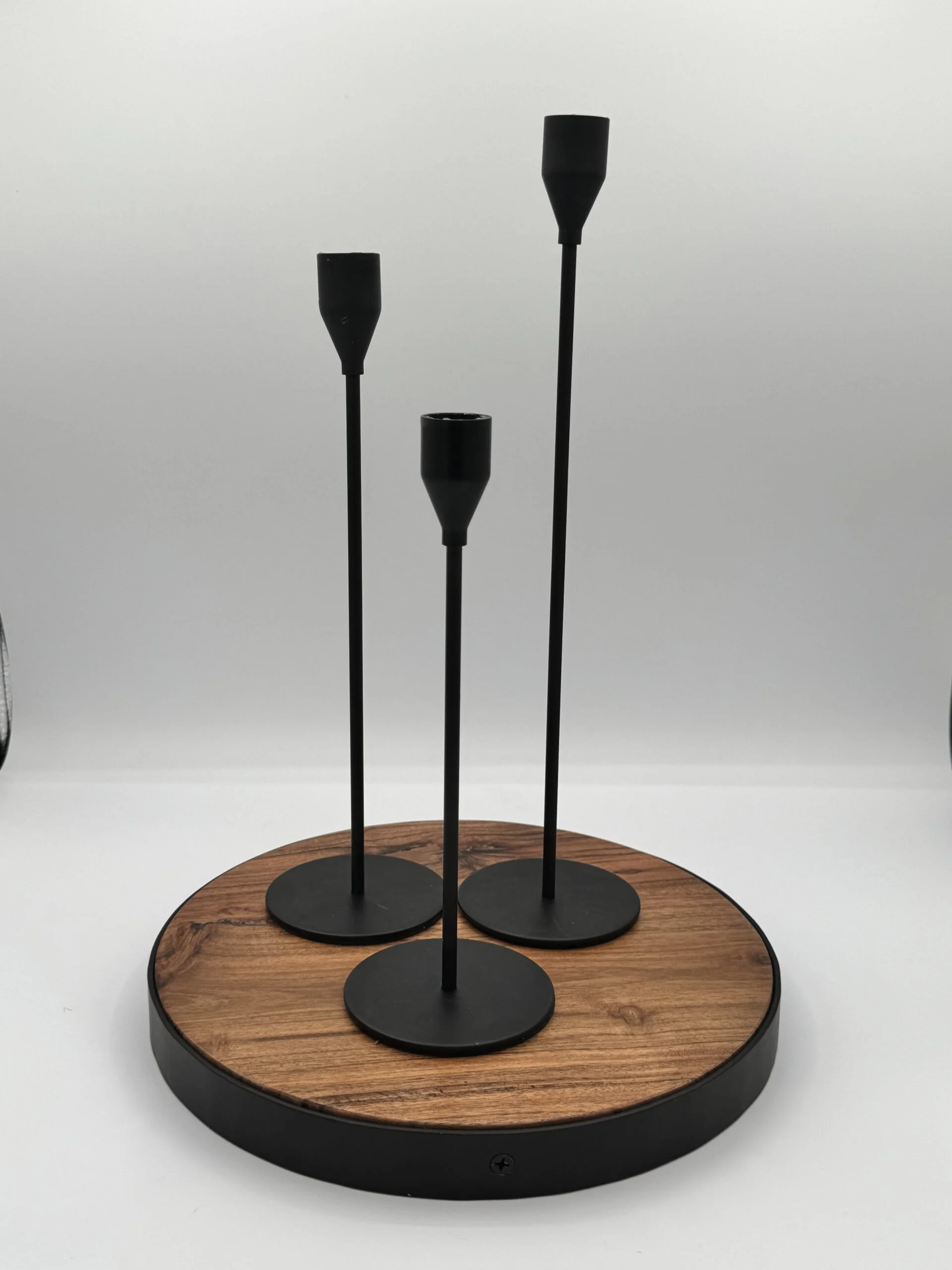 Black Metal Taper Candle Holders (Set of 3 Heights)