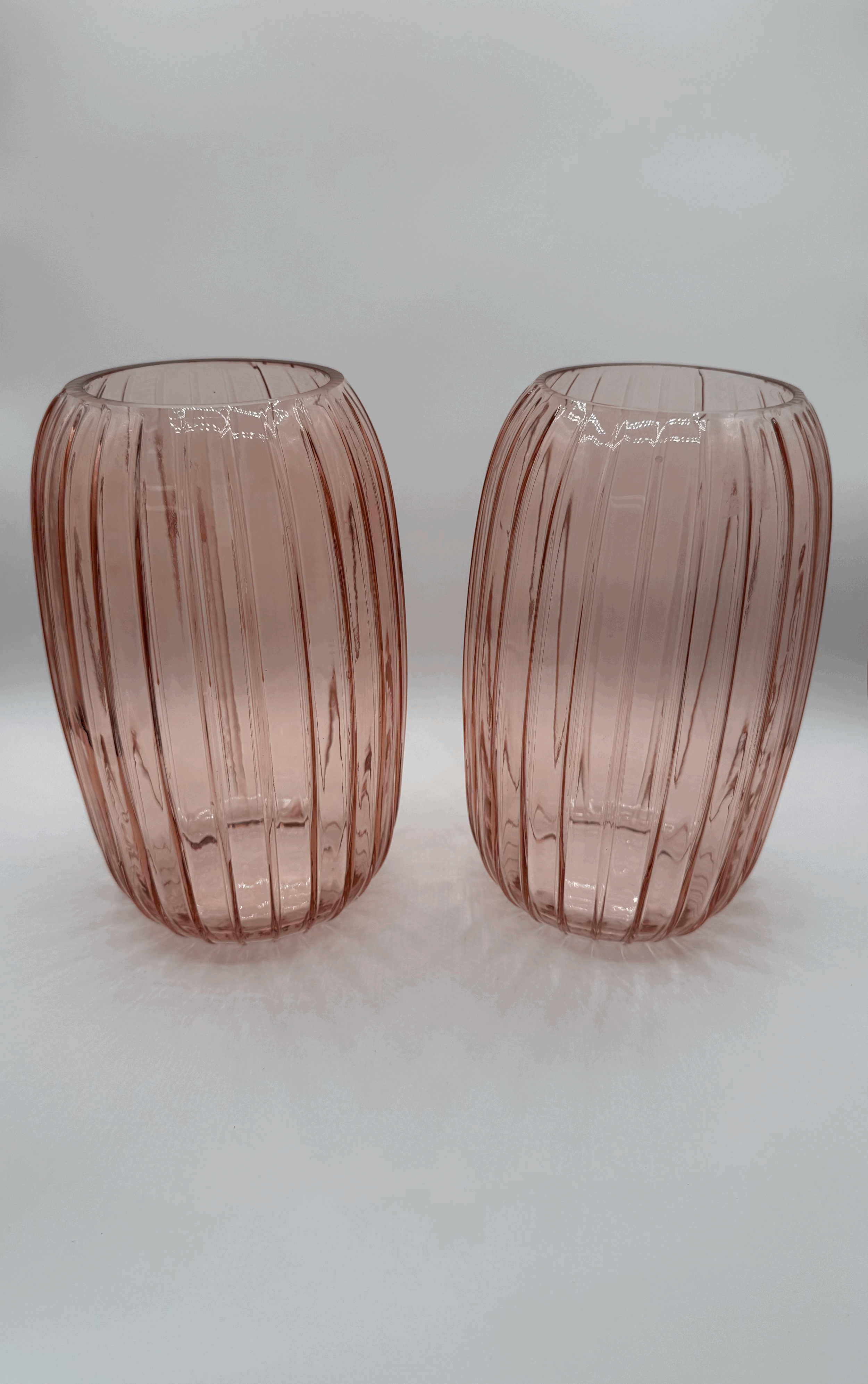Blush Ribbed Glass Vases