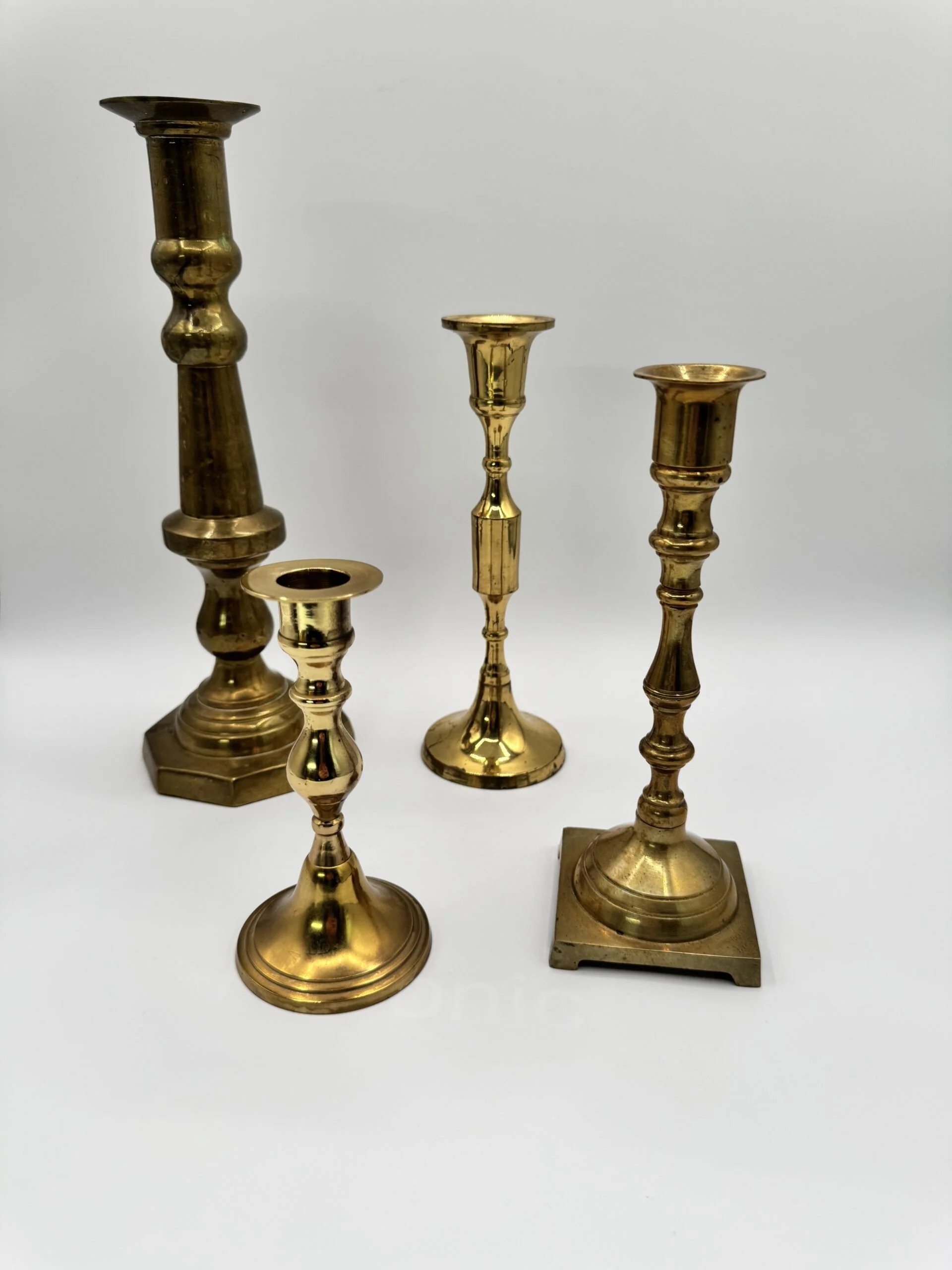 Vintage Brass Taper Candle Holders (Mixed Styles)
