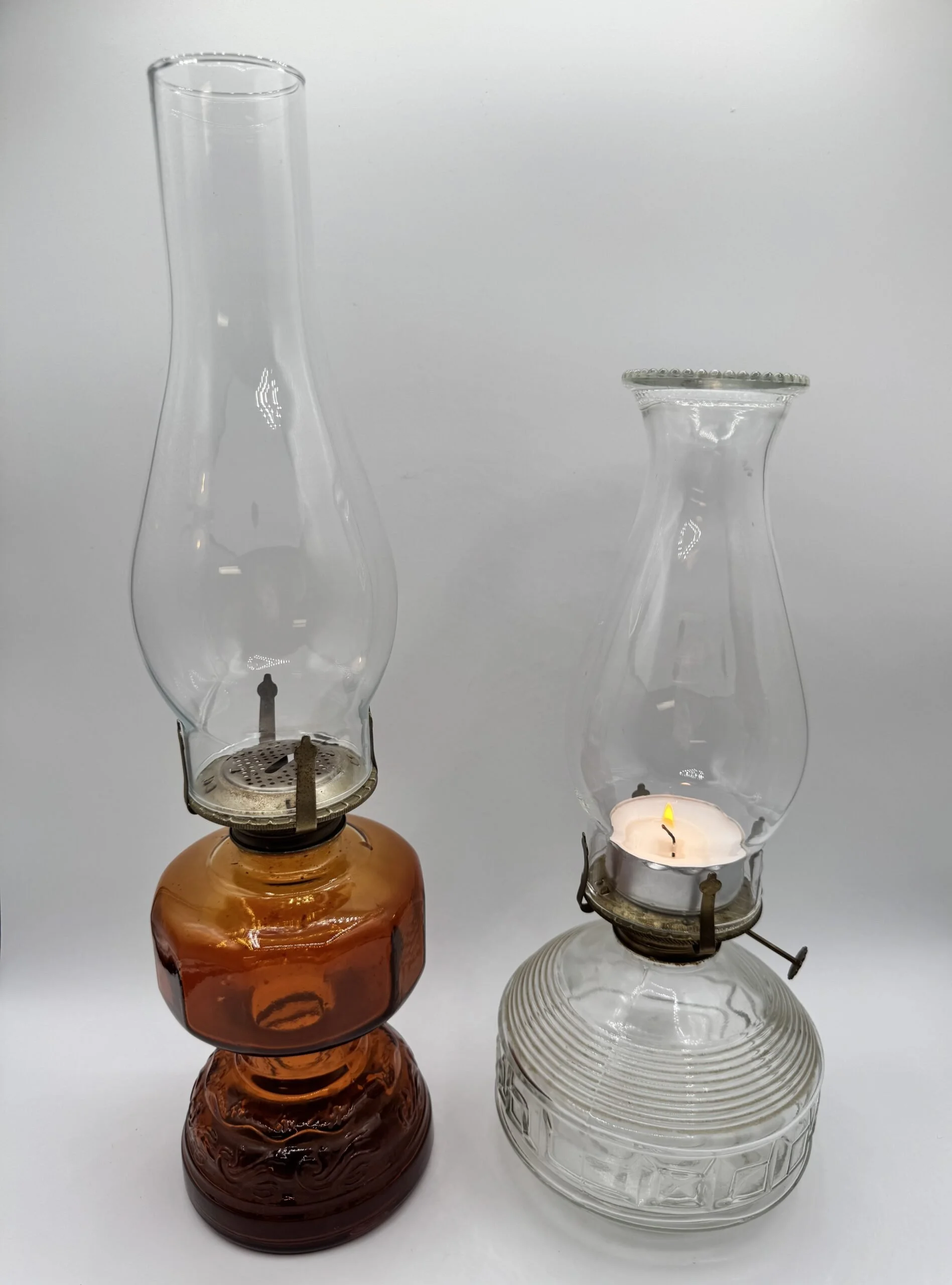Vintage Oil Lamp Candle Holders (Mixed Glass Bases)