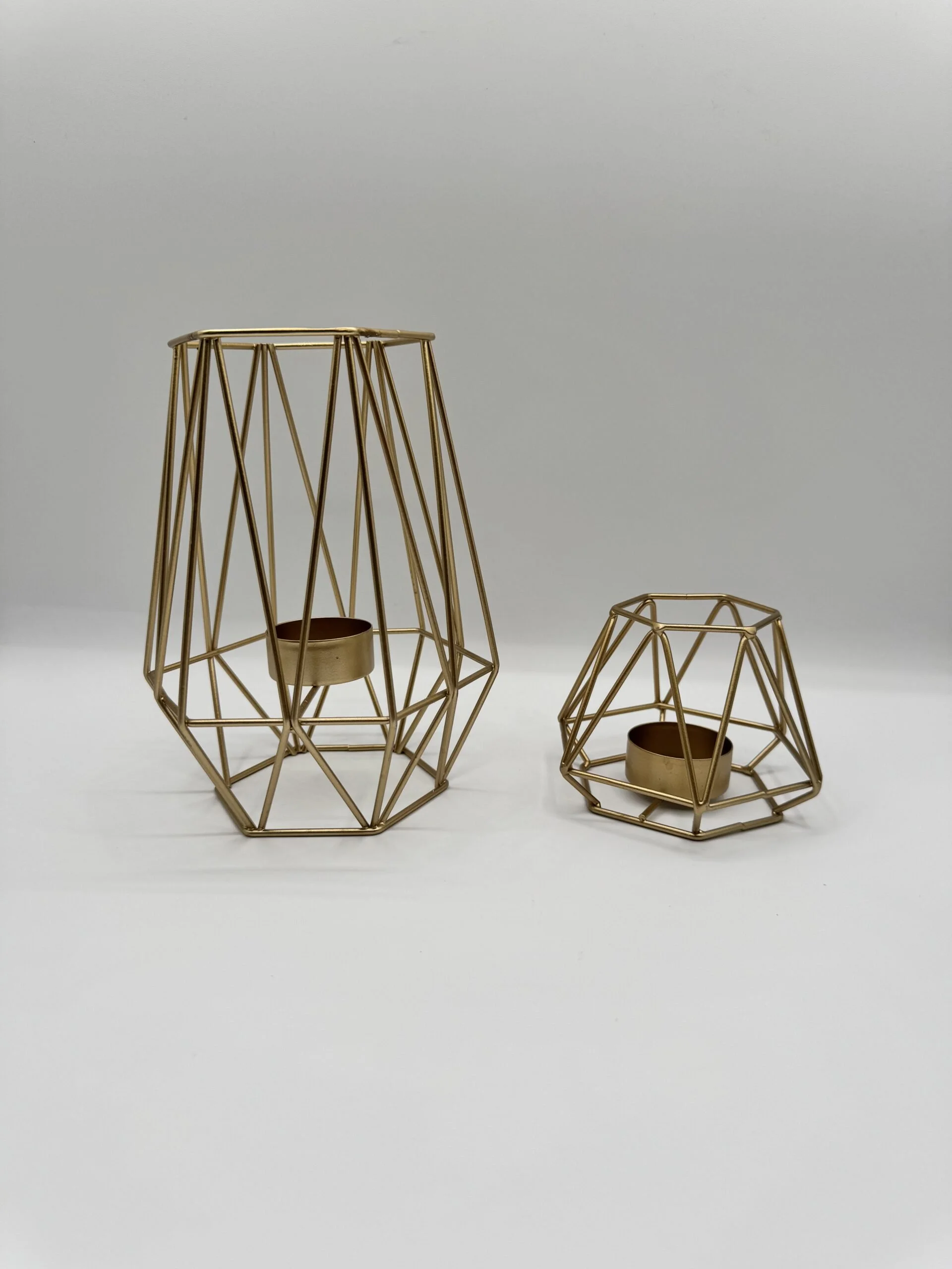 Gold Geometric Lanterns (Mixed Sizes)
