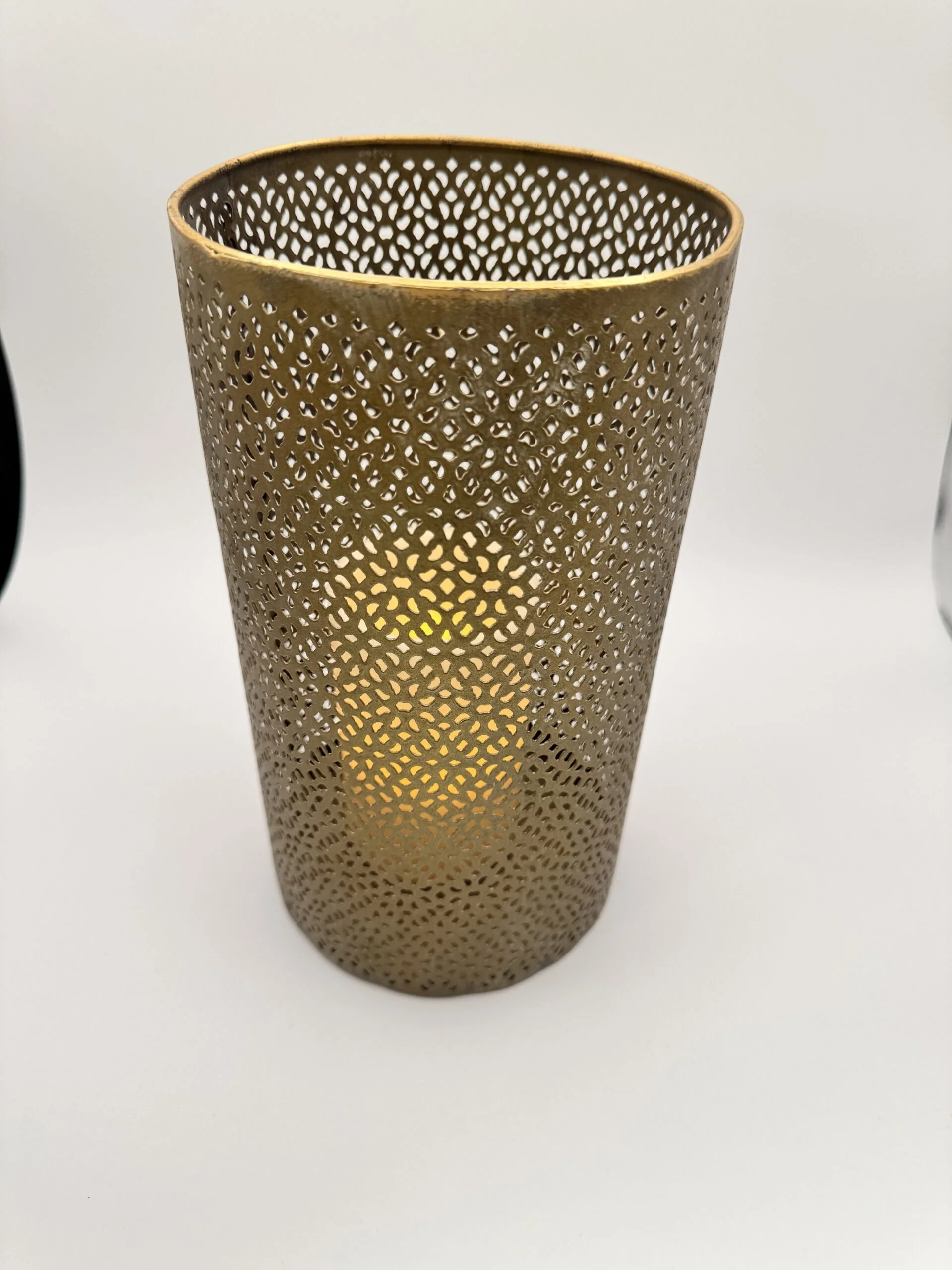 Gold Perforated Metal Candle Sleeve