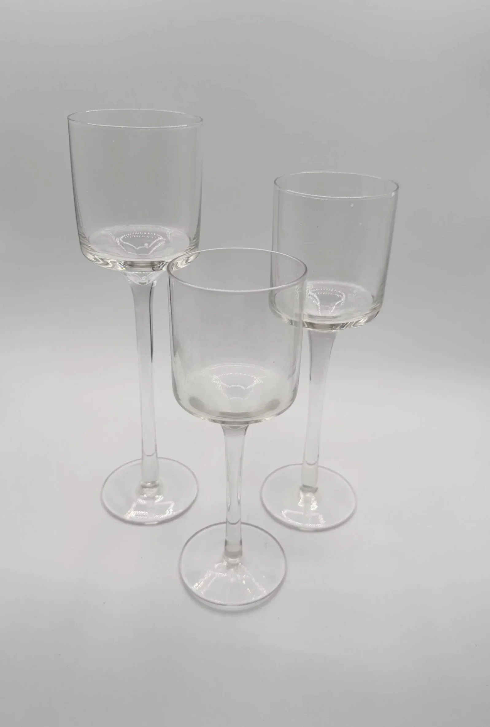 Clear Glass Stem Candle Holders (Set of 3 Heights)
