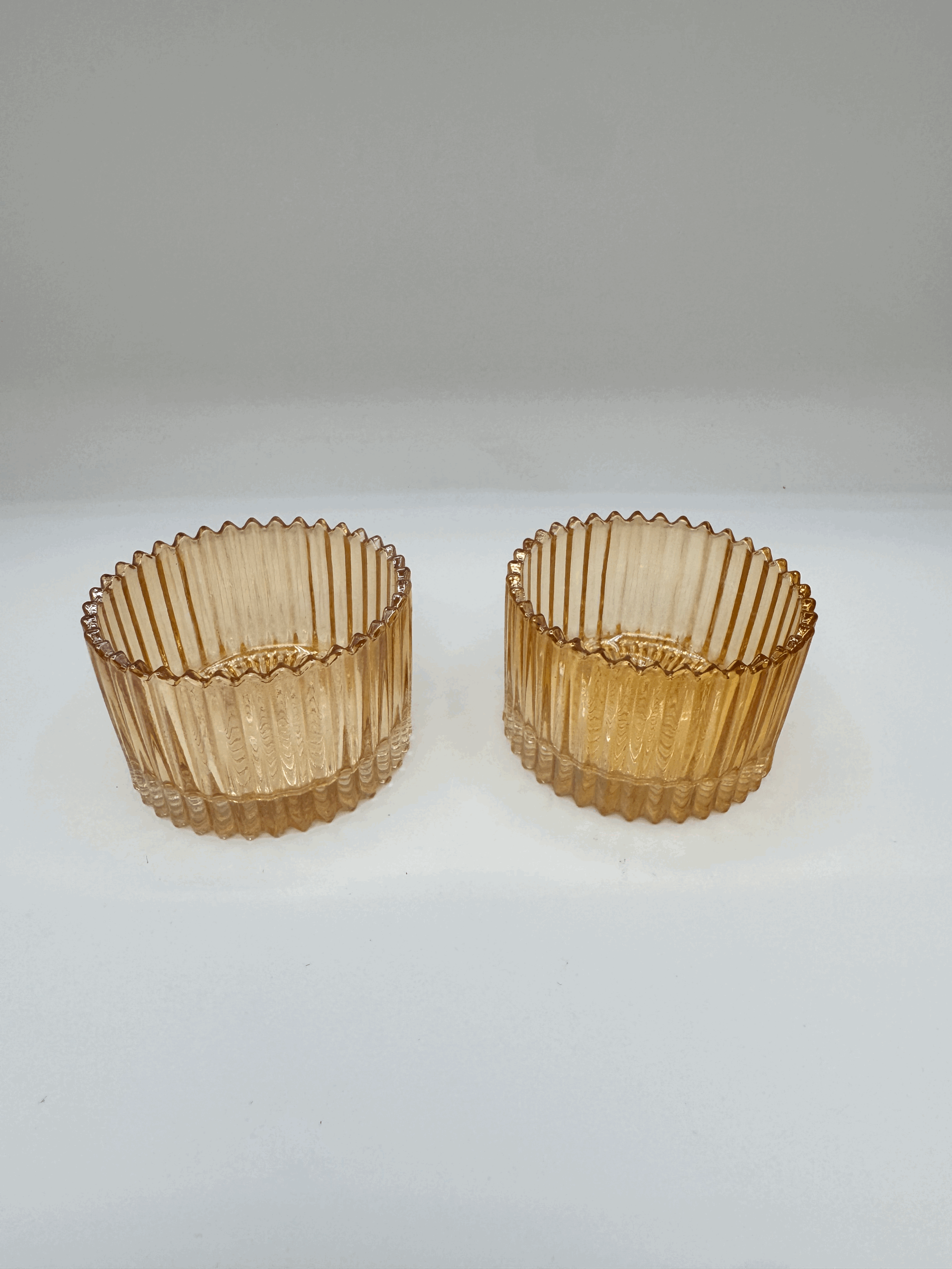 Amber Ribbed Glass Votives