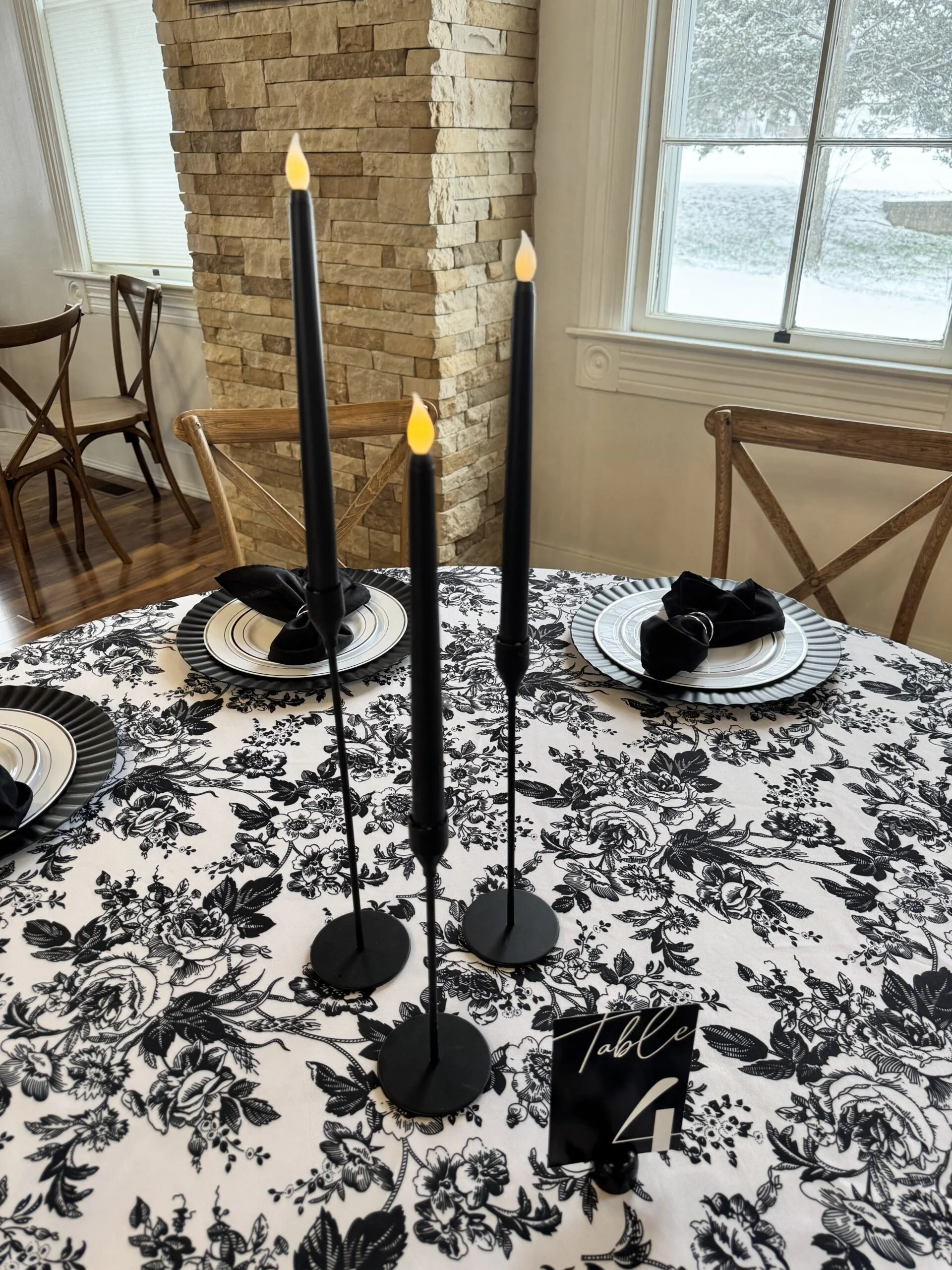 Black Taper Candles with Stands
