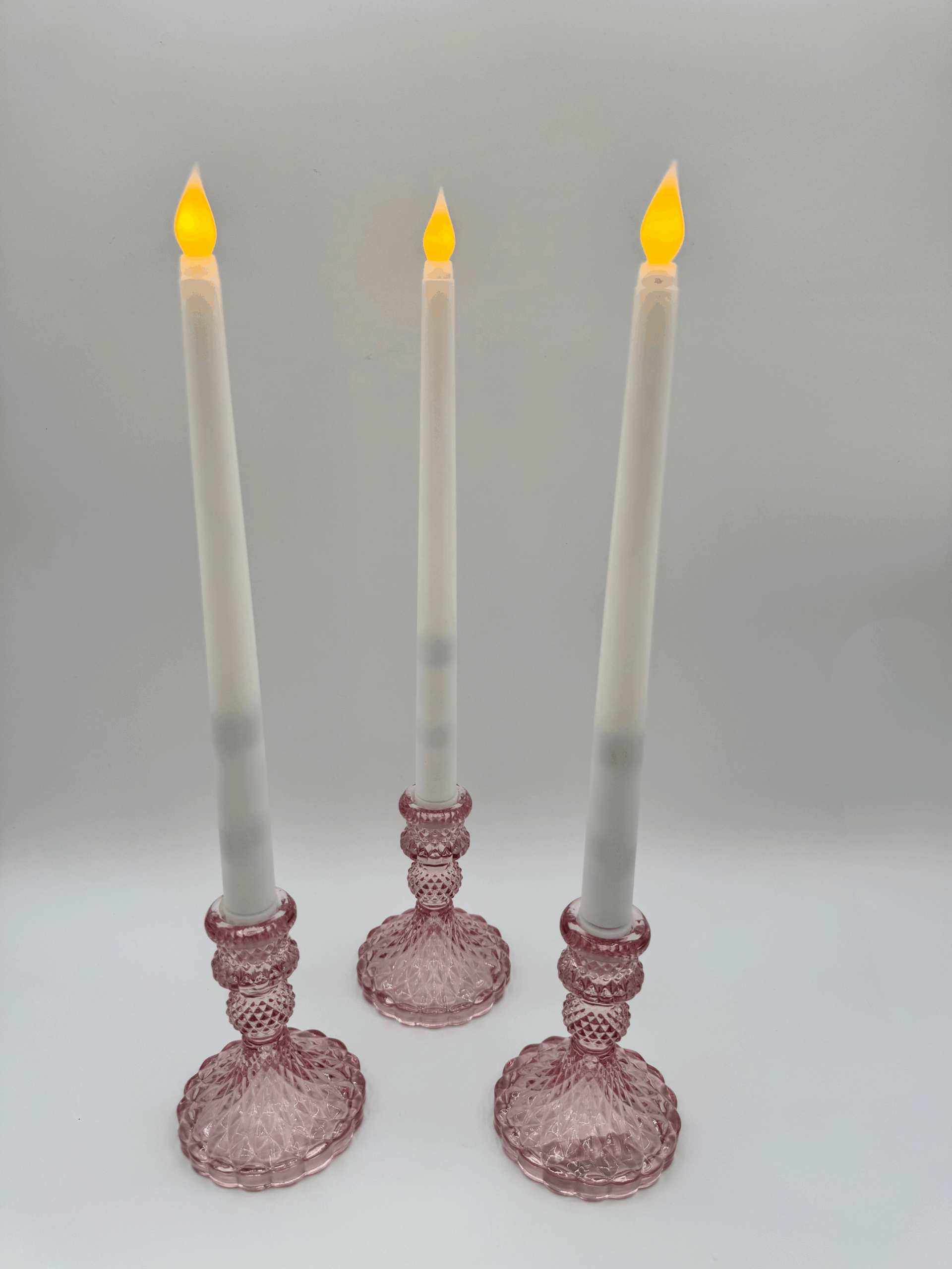 Blush Vintage Glass Taper Holders