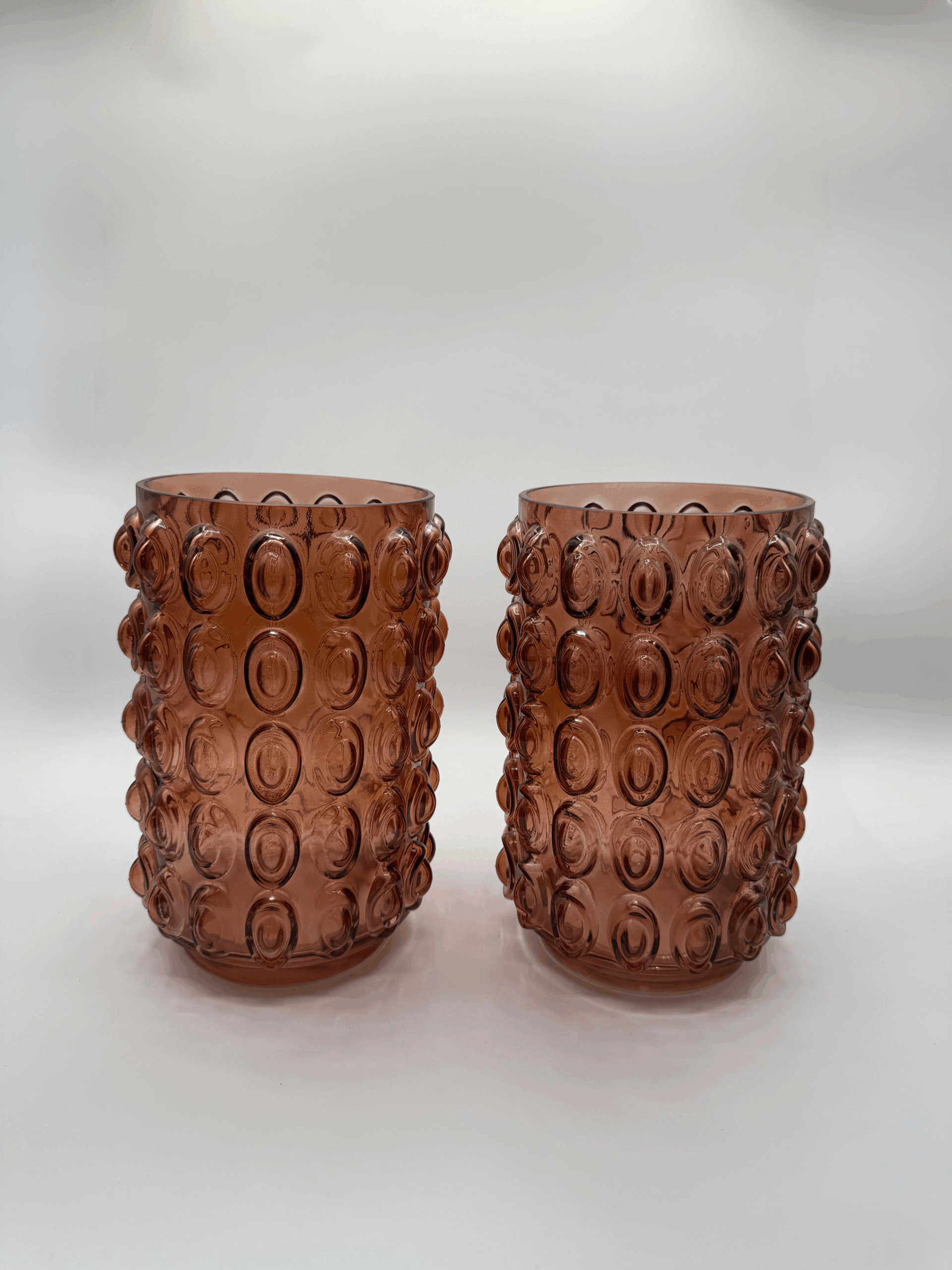 Amber Hobnail Glass Vases