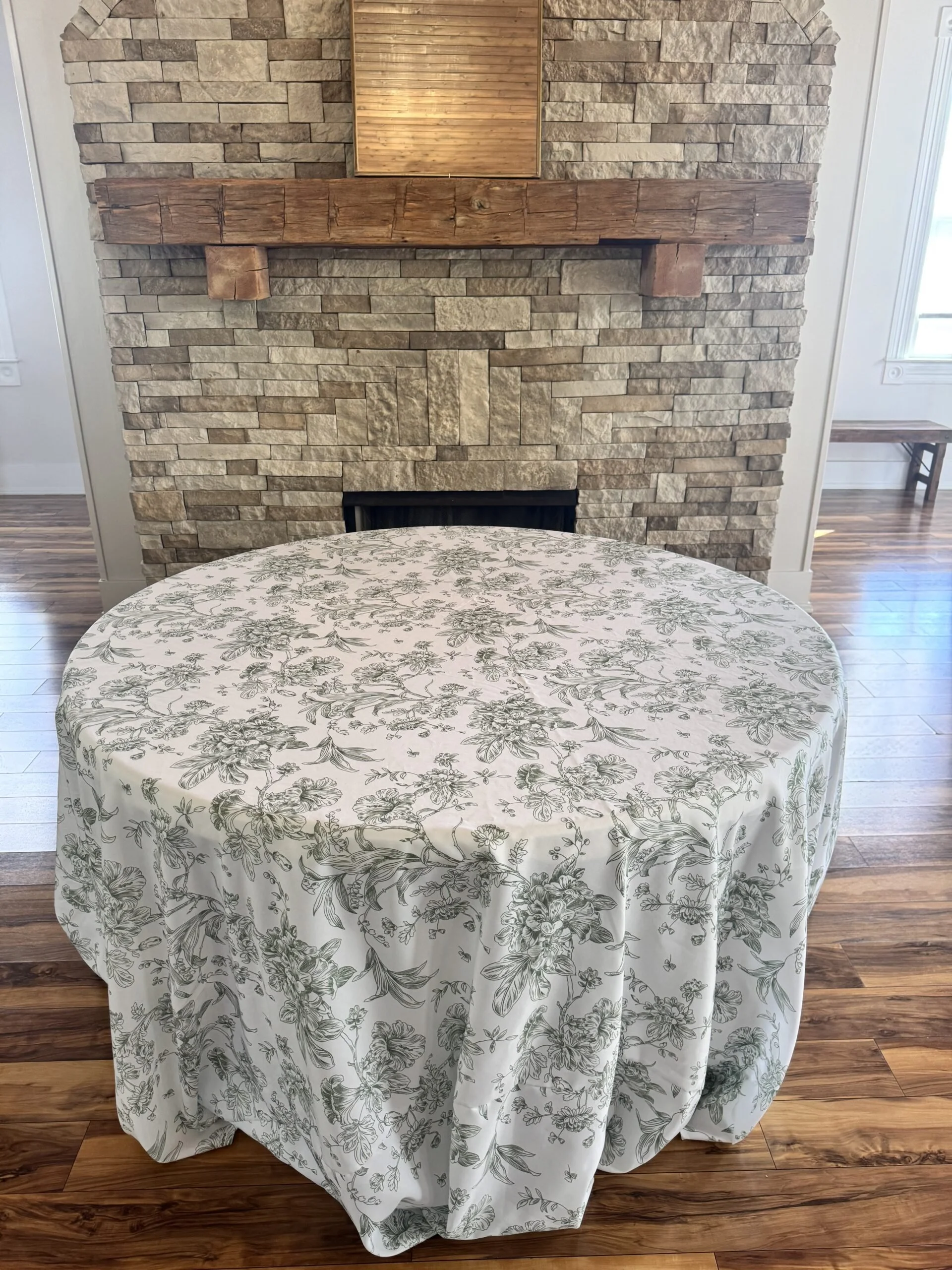 French Toile Table Linen – Dusty Sage