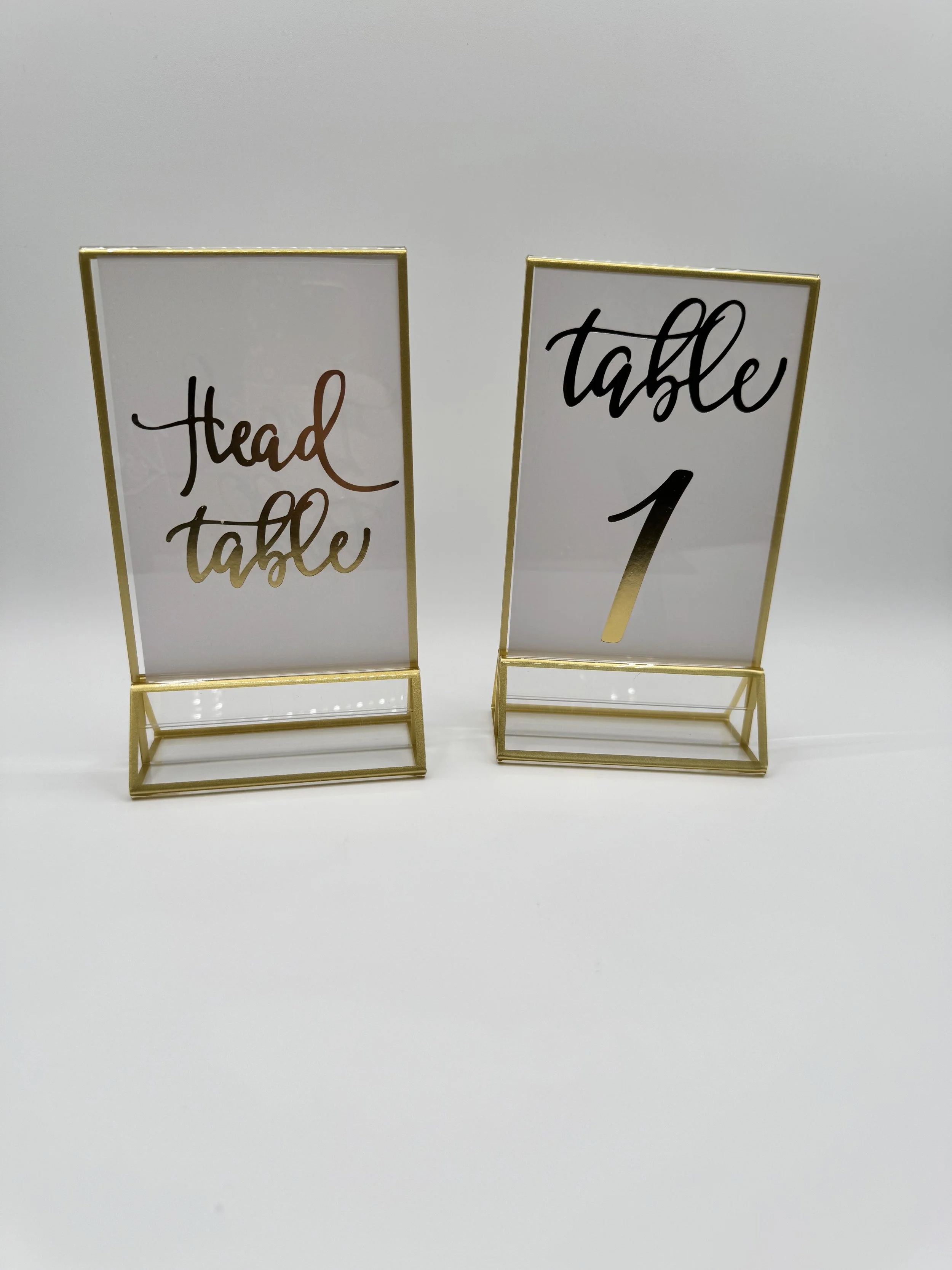 Gold Frame Table Numbers &amp; Head Table Sign