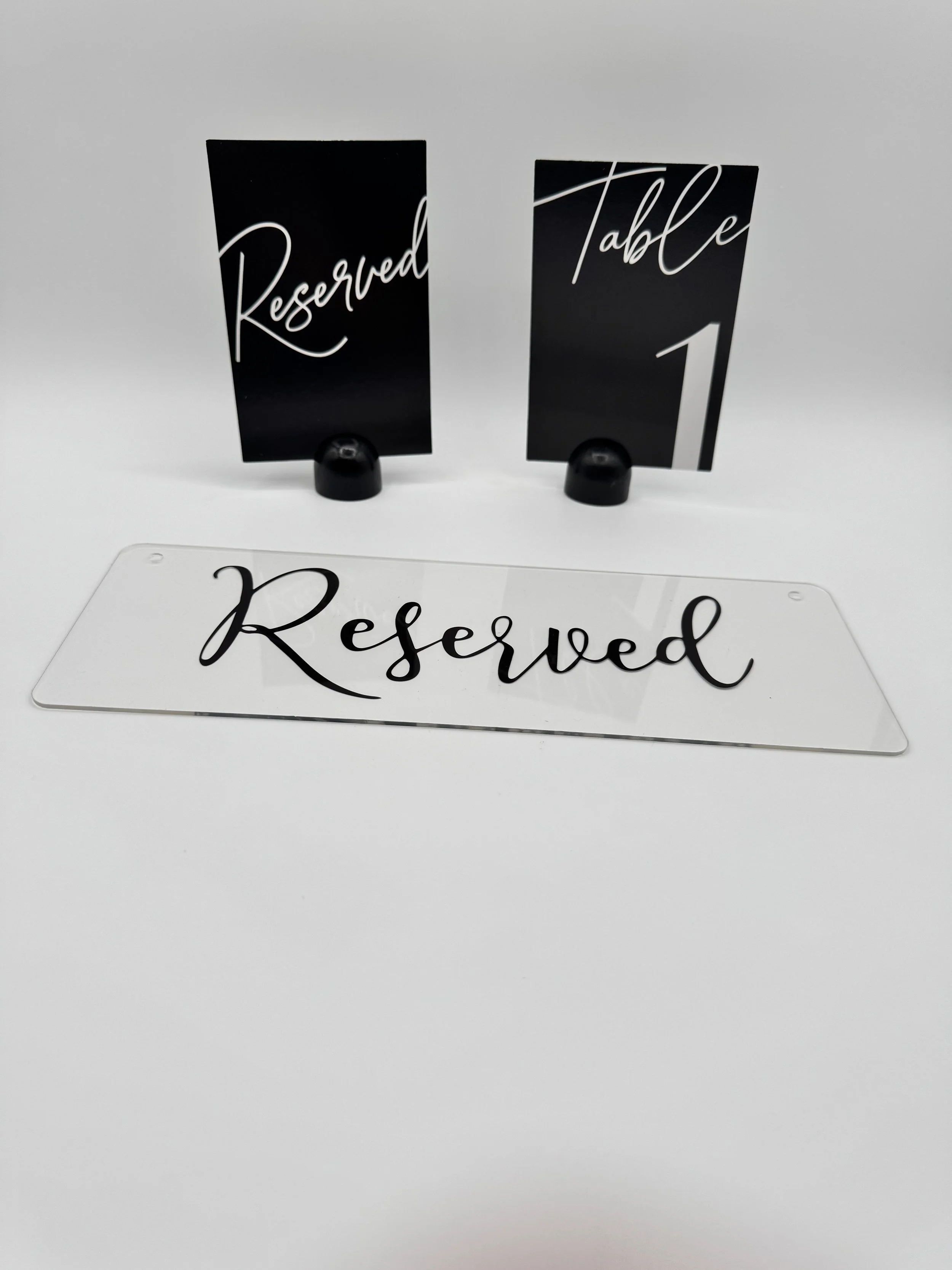 Black &amp; White Reserved &amp; Table Number Signs