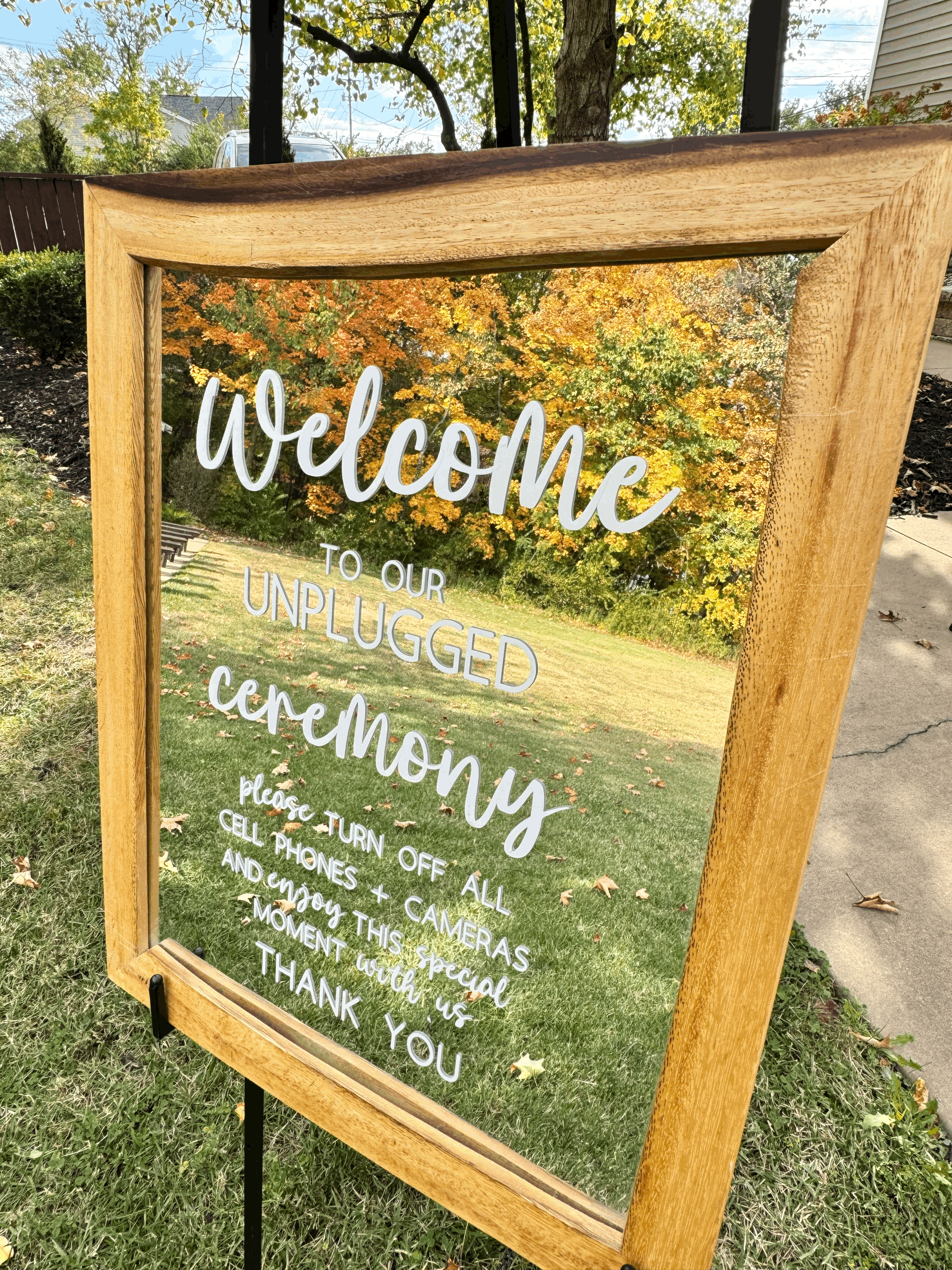 Framed Mirror “Unplugged Ceremony” Sign