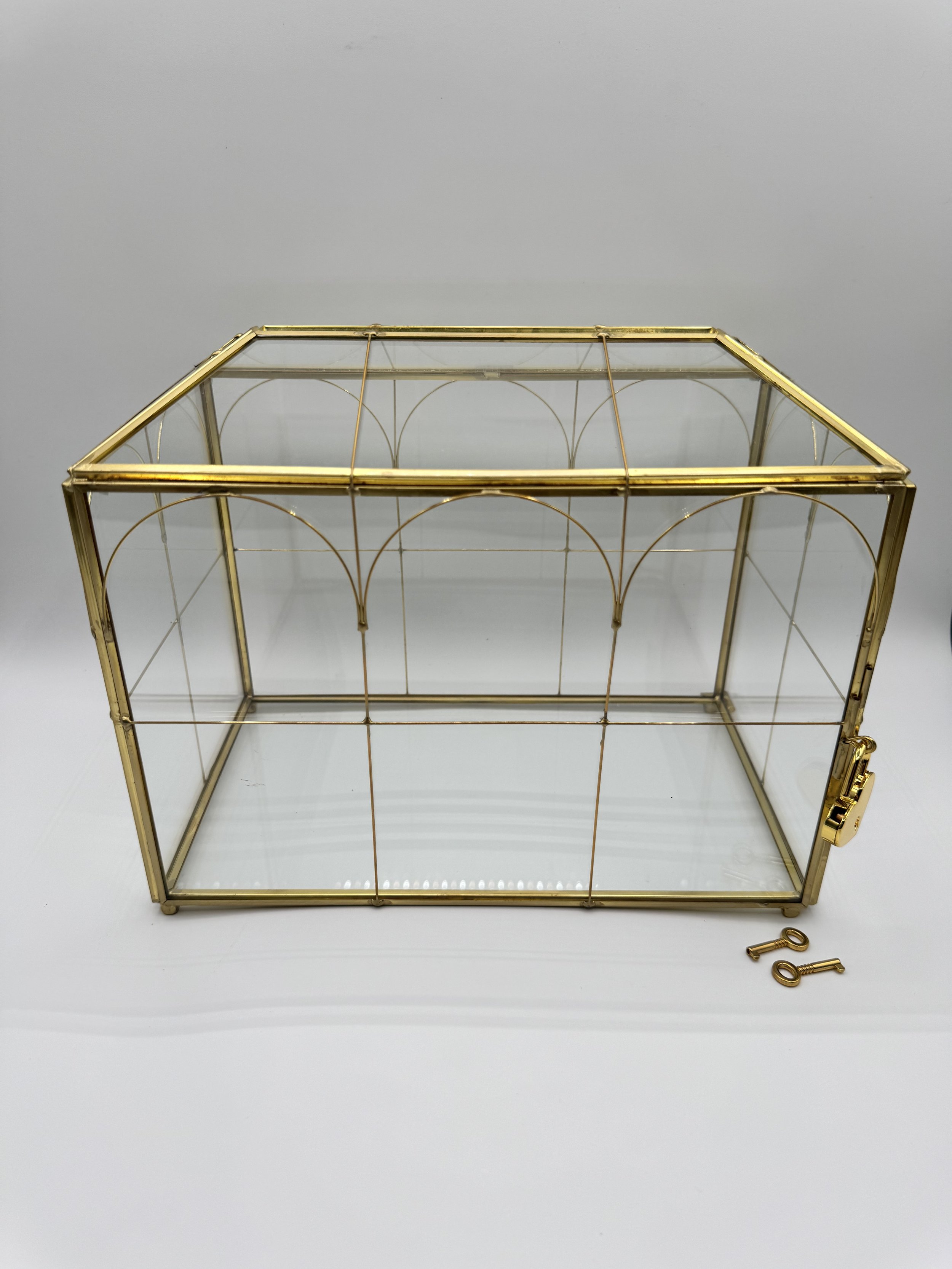 Glass Card Box with Gold Frame