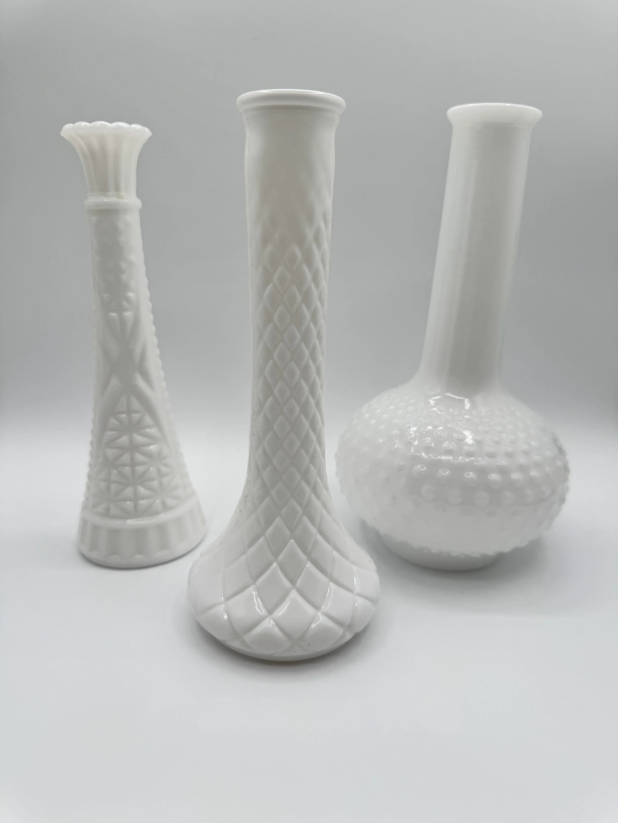 Milk Glass Vase Collection (White)