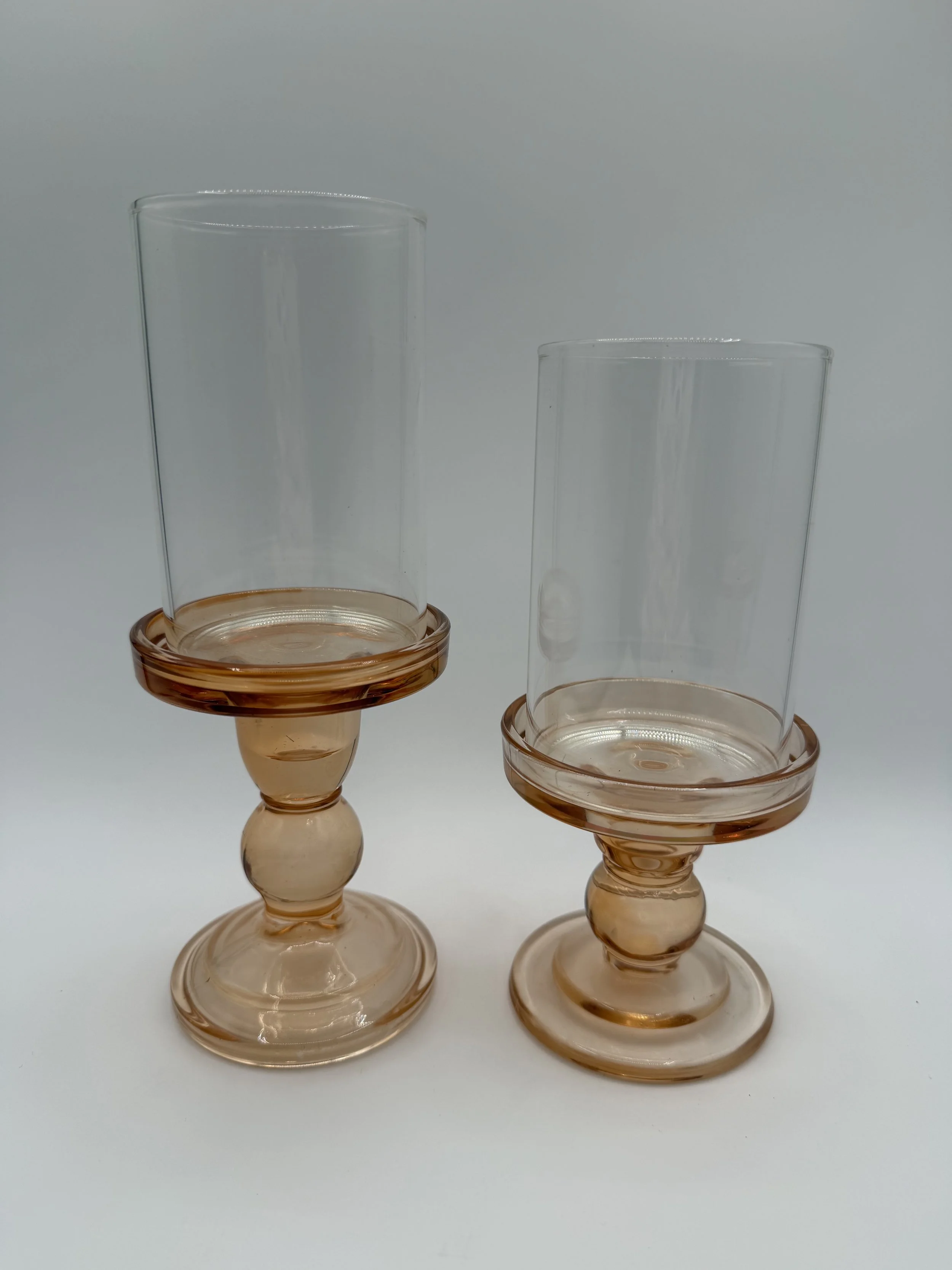 Amber Glass Candle Holders