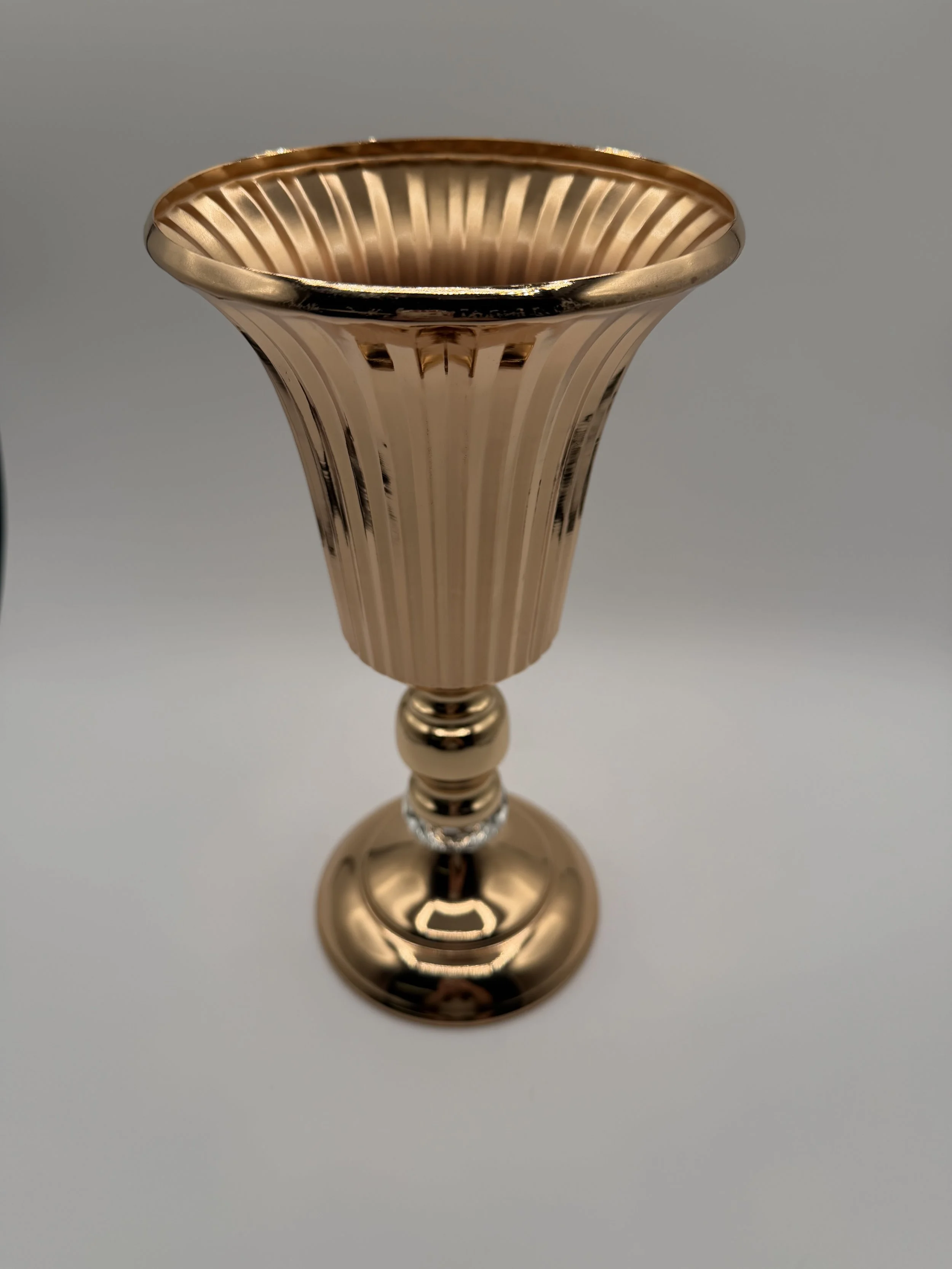 Rose Gold Ribbed Vase