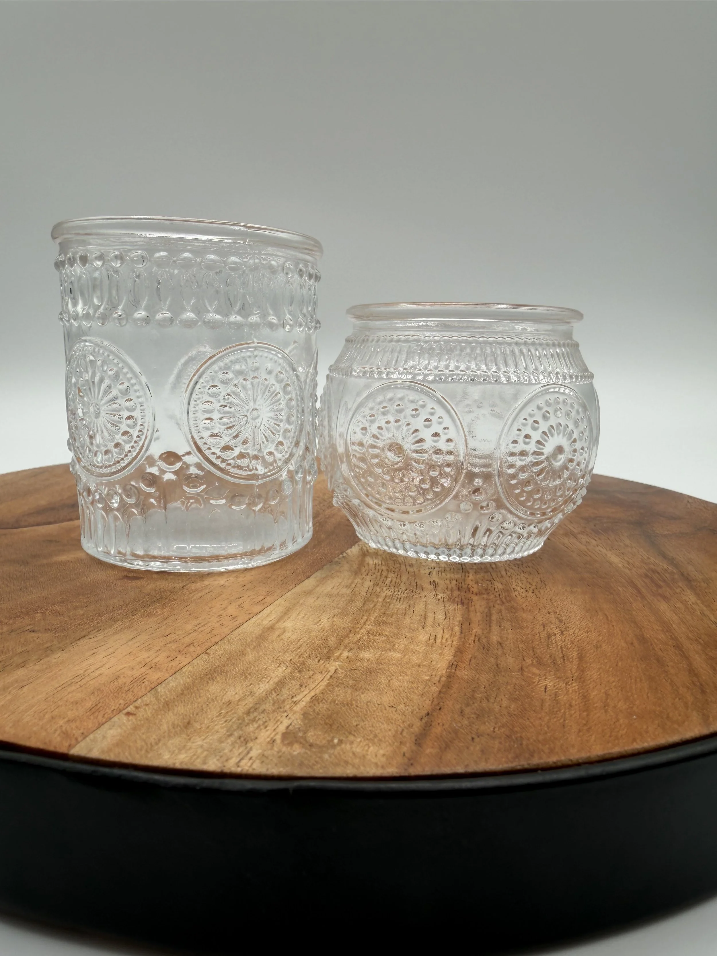 Vintage Clear Pressed Glass Candle Holders