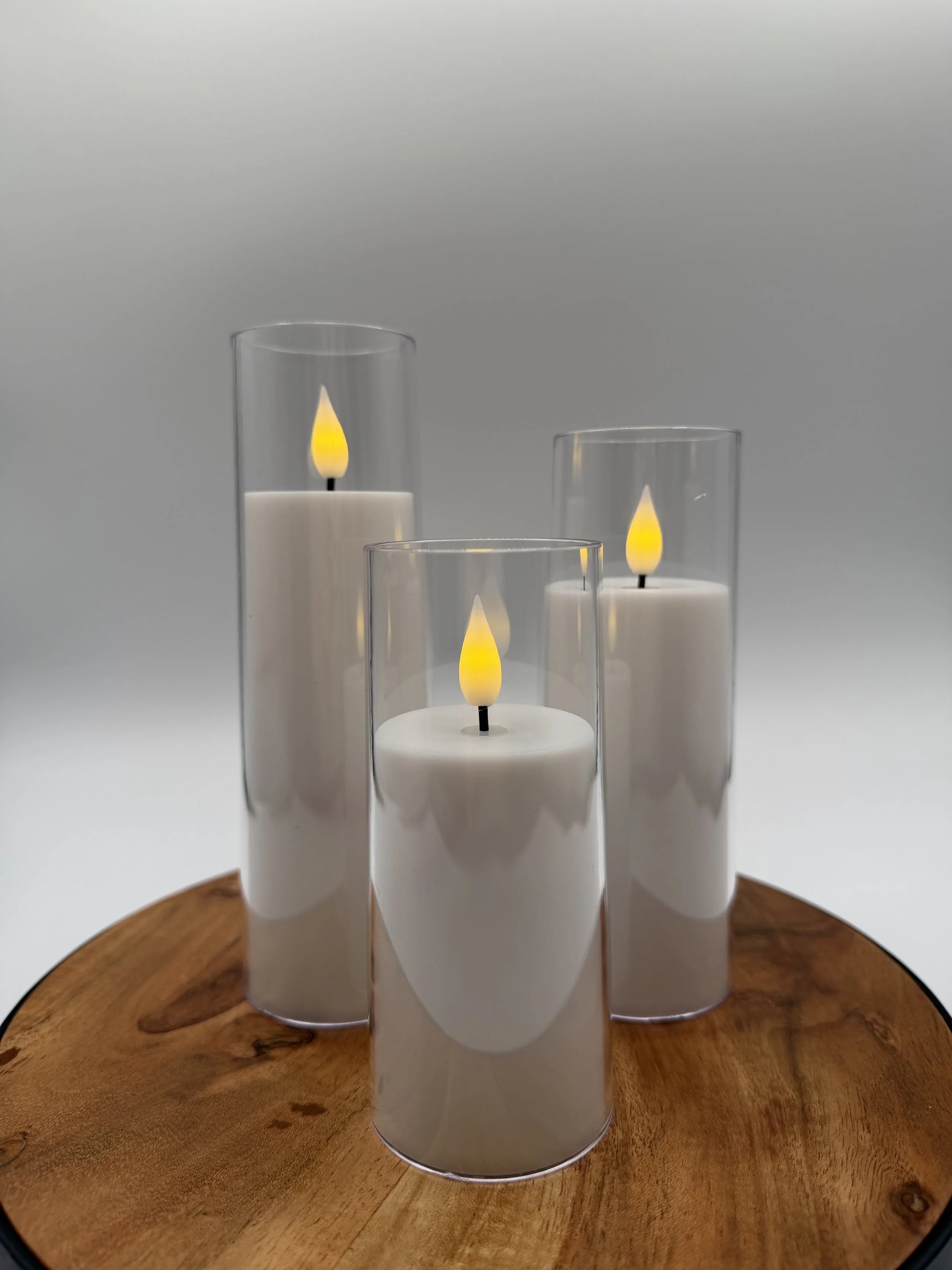 Glass Cylinder Candle Holders with Flameless Candles