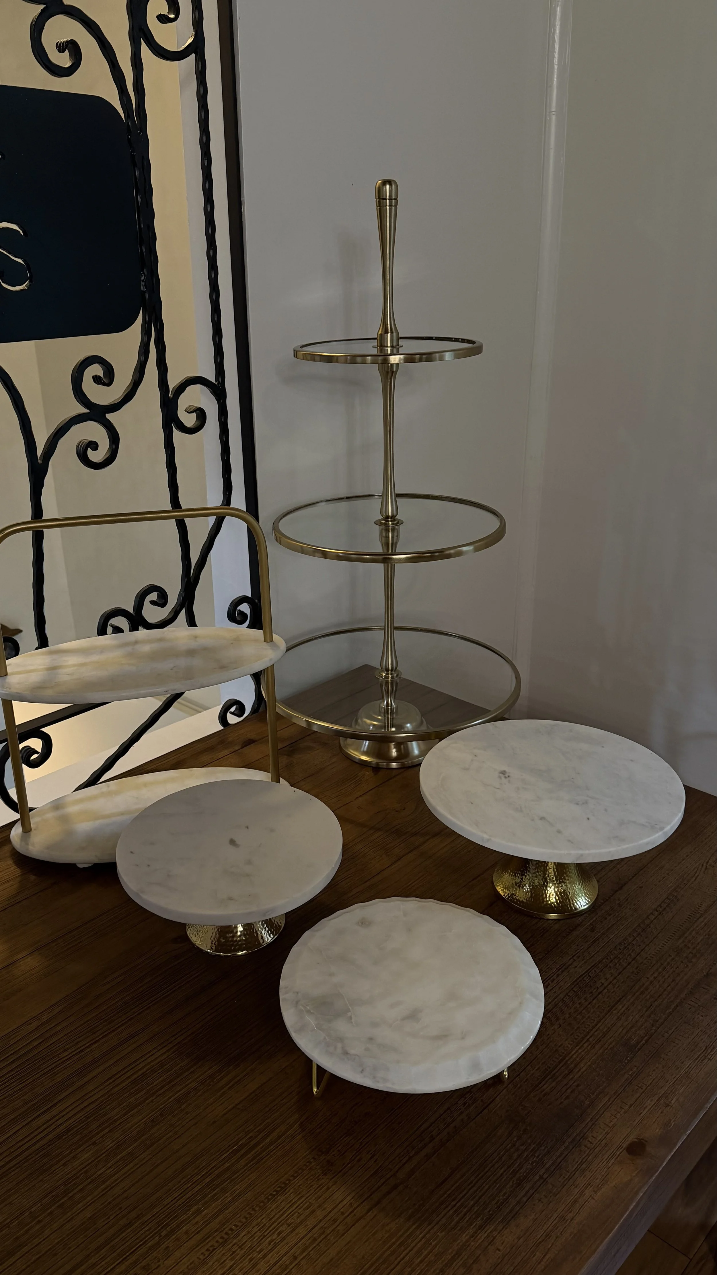 Glass Cake Stand &amp; Marble Serving Collection