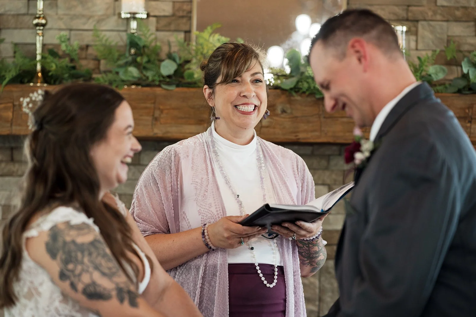 Couple during Elopement Ceremony at 1860 Schulhaus Venue