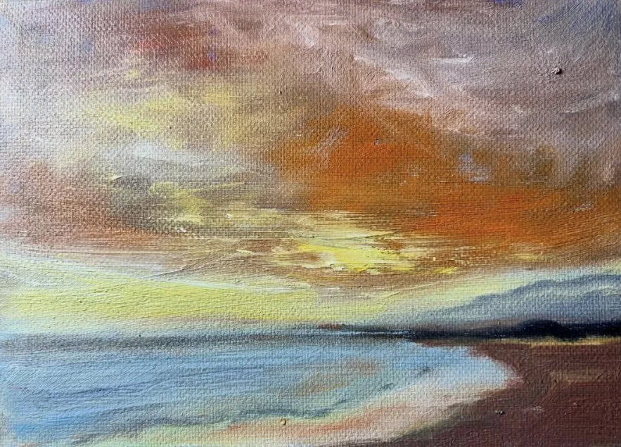 The Beach (6"x4") oil on canvas, in collection of Thorsten