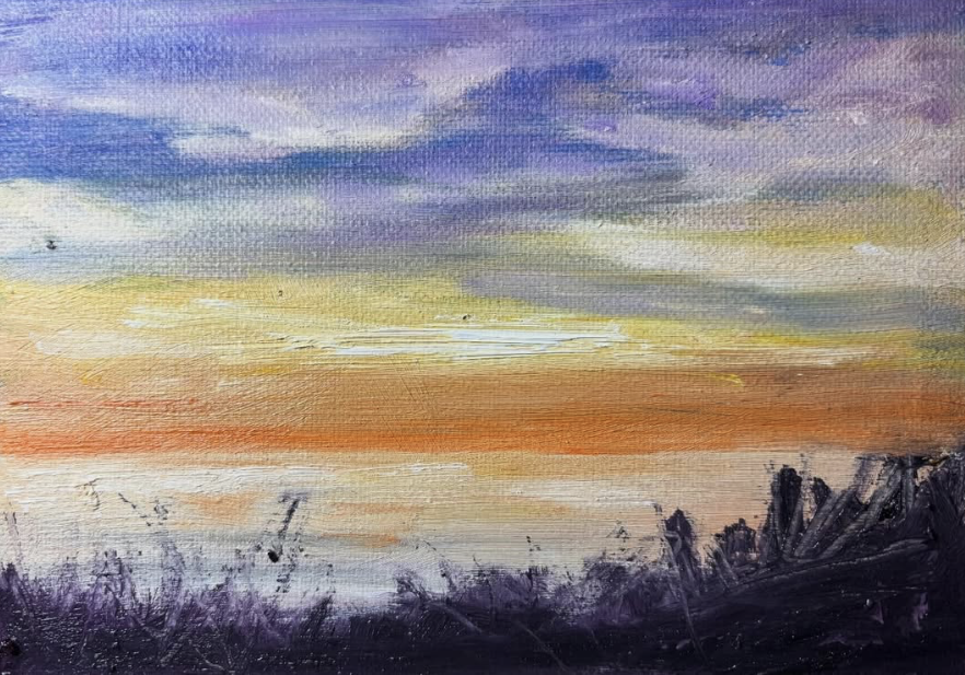 Sunset on Lake Casitas (4"x6") In Collection of U. Weitenthal, Germany
