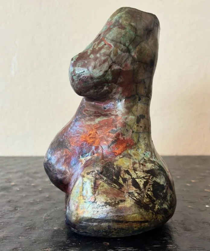 Little pregnant vase (7"x4"x4'") Porcelain/Raku
