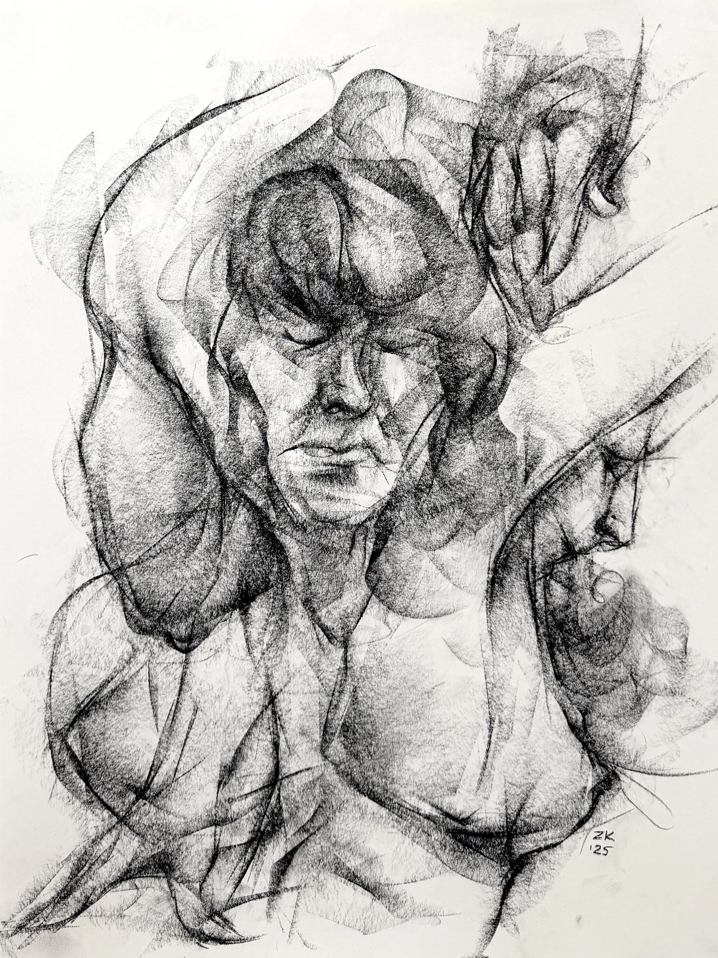 "Untitled"
Compressed charcoal on paper
18 x 24 in
2025