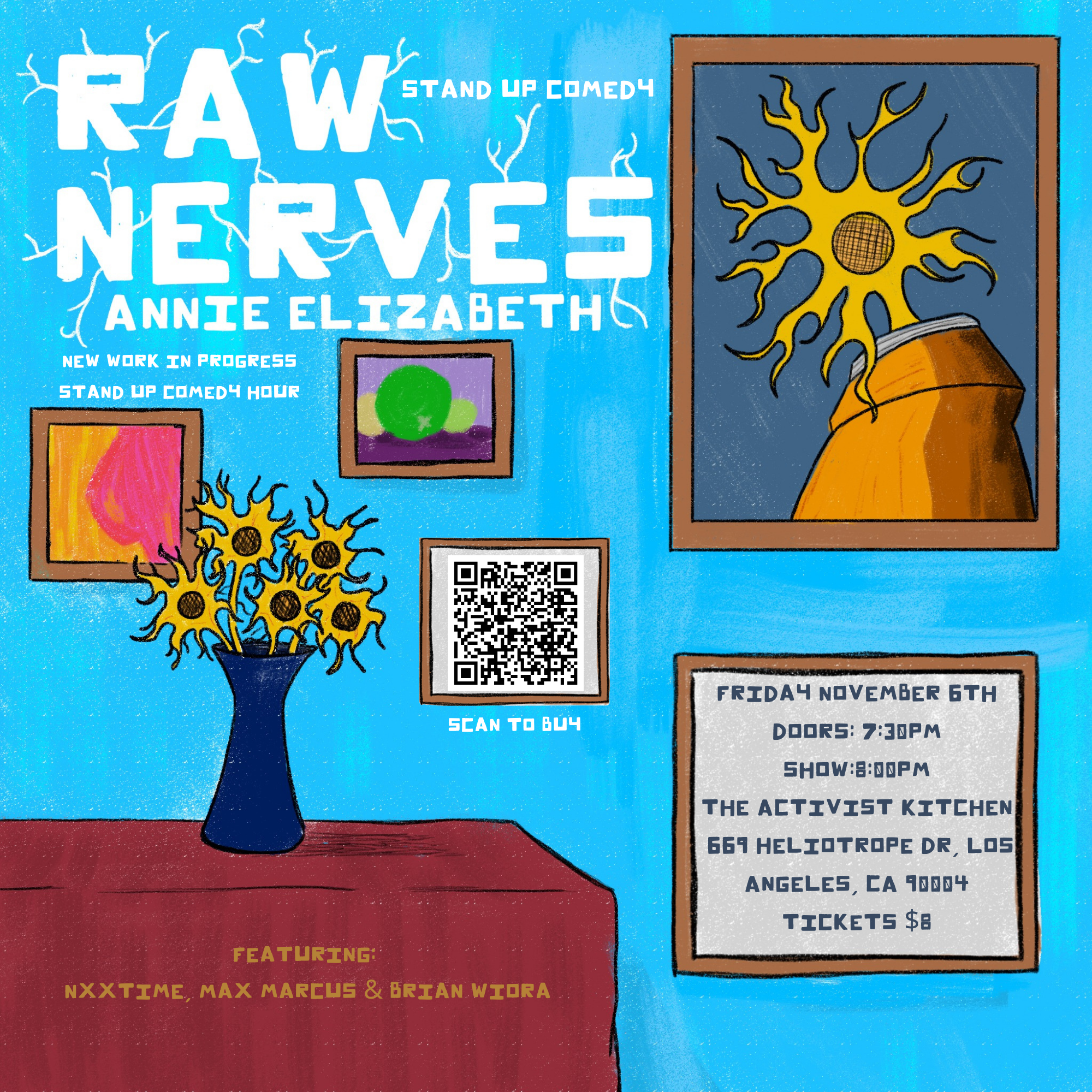 Annie Elizabeth 'Raw Nerves' Stand up Hour November 6th @ Activist Kitchen Hollywood
