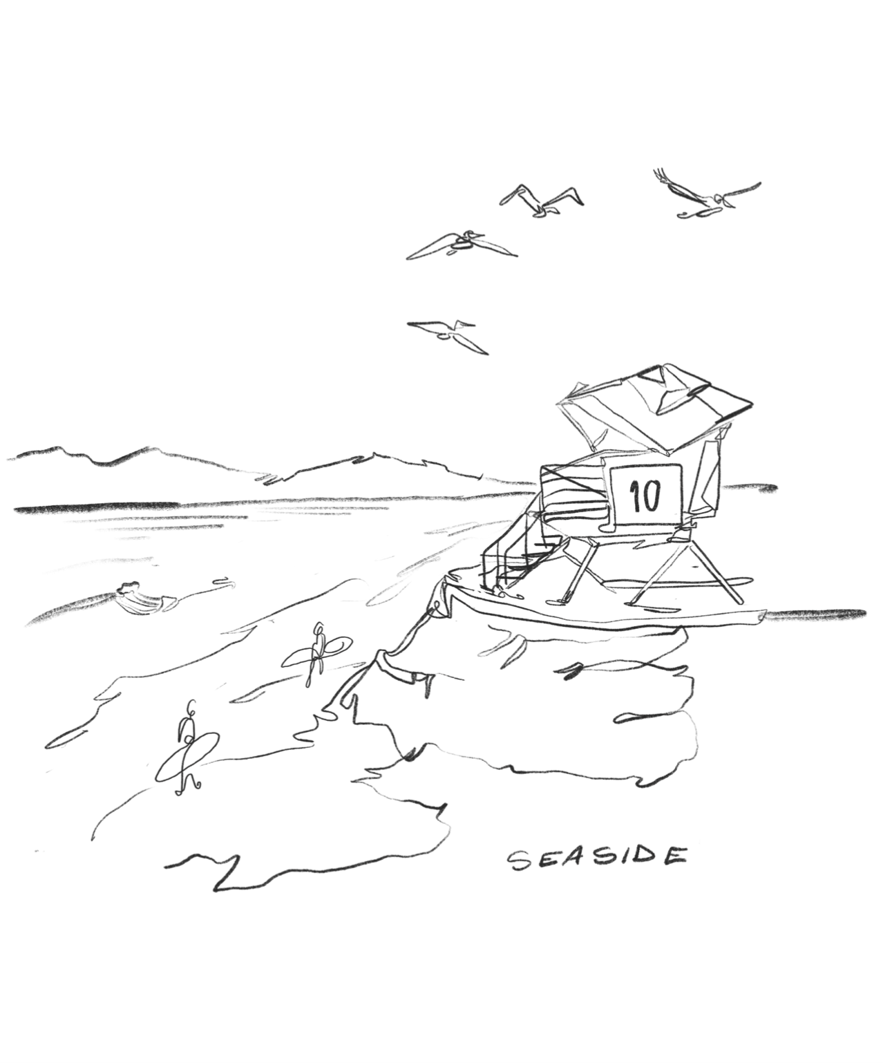 Paint a sketch of the iconic Seaside Beach with studio made natural watercolor paints made at COMMON PROJECT.