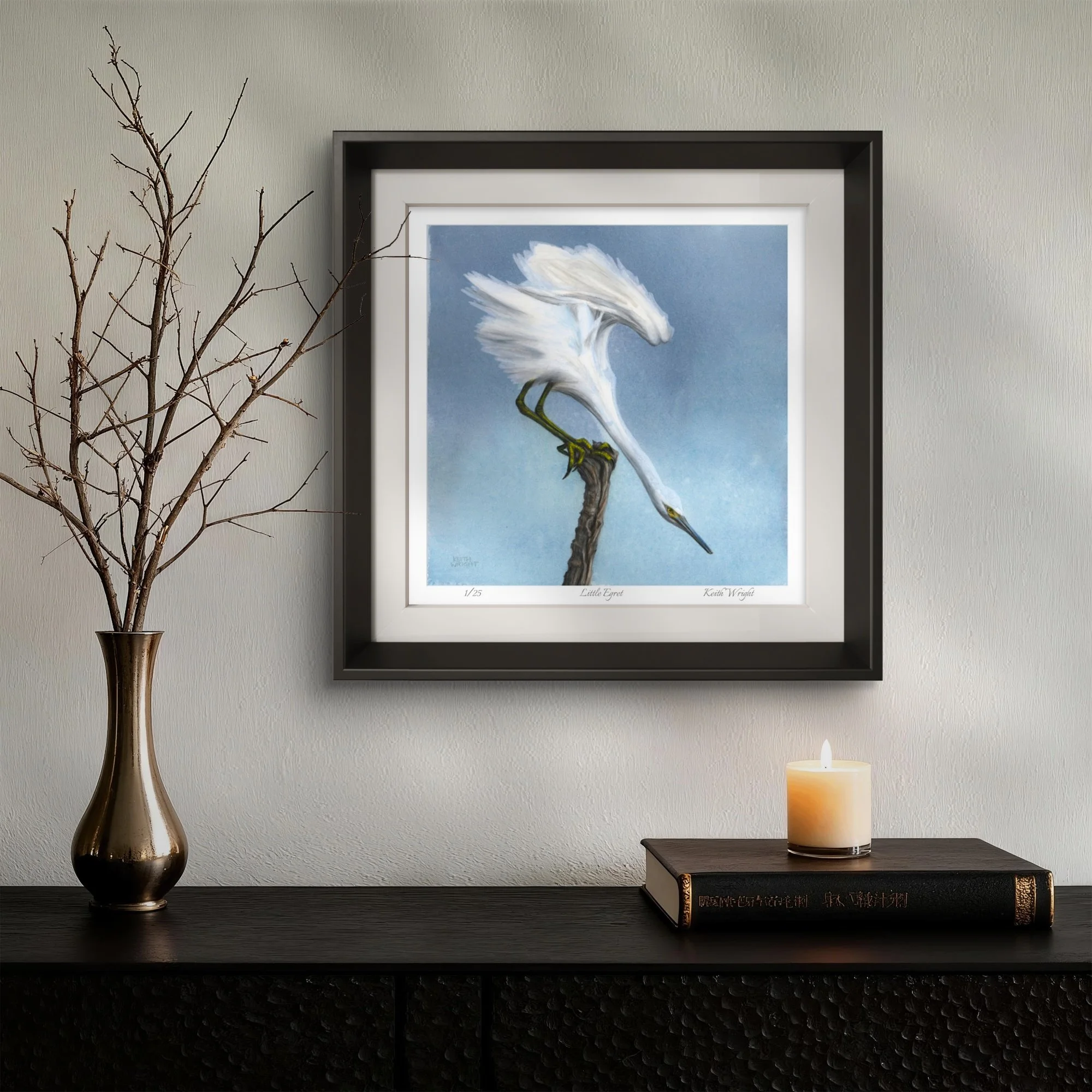 Little Egret Print Over Sideboard.jpg