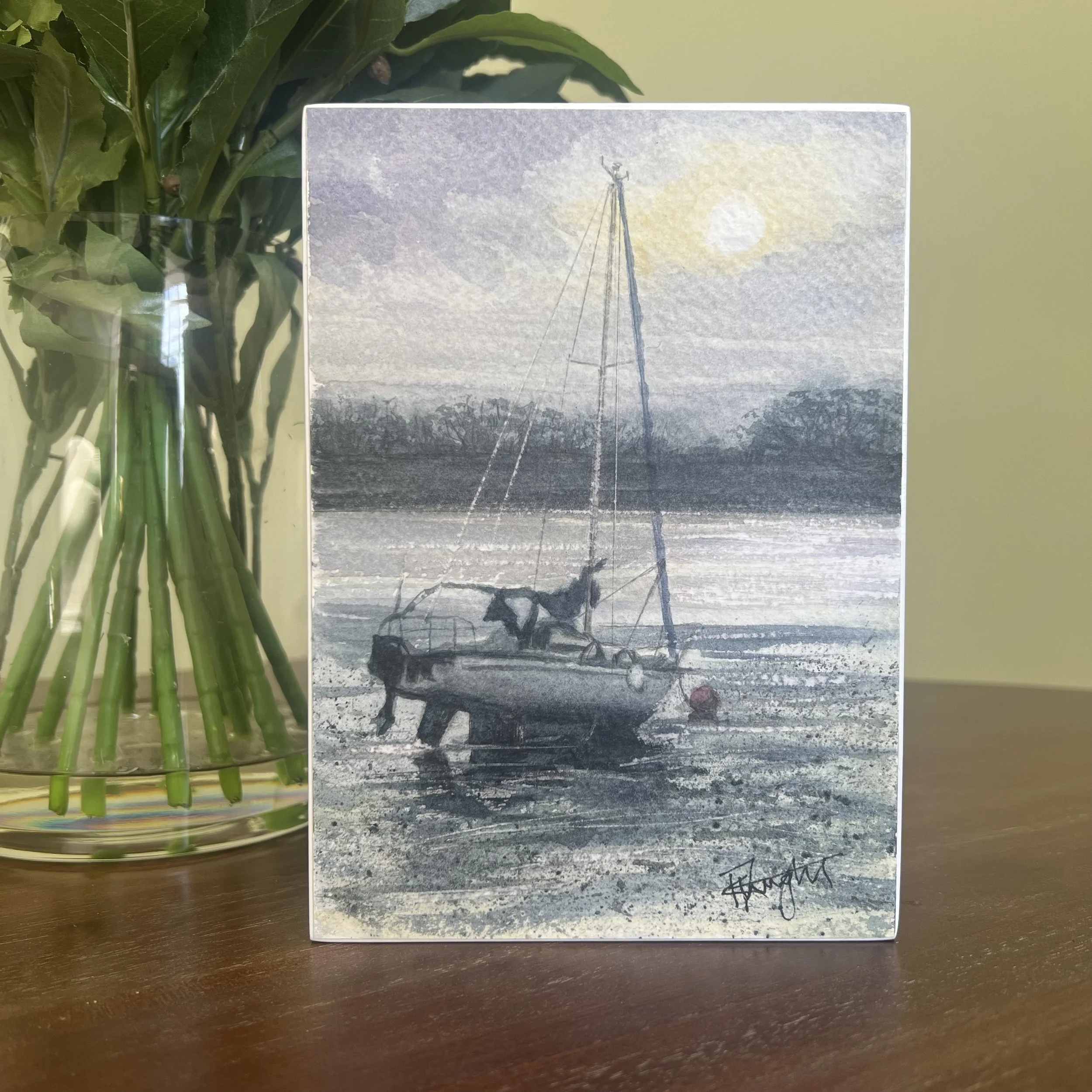 Low Tide at Topsham, Mini Original Painting