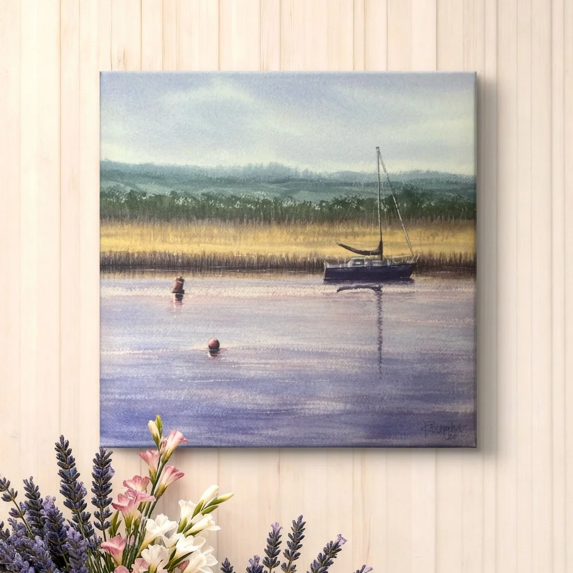 Calm at Topsham hung unframed.JPG