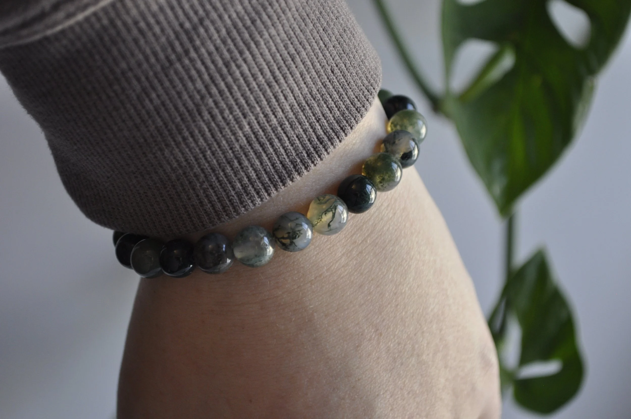 Green Moss Agate Gemstone Bracelet