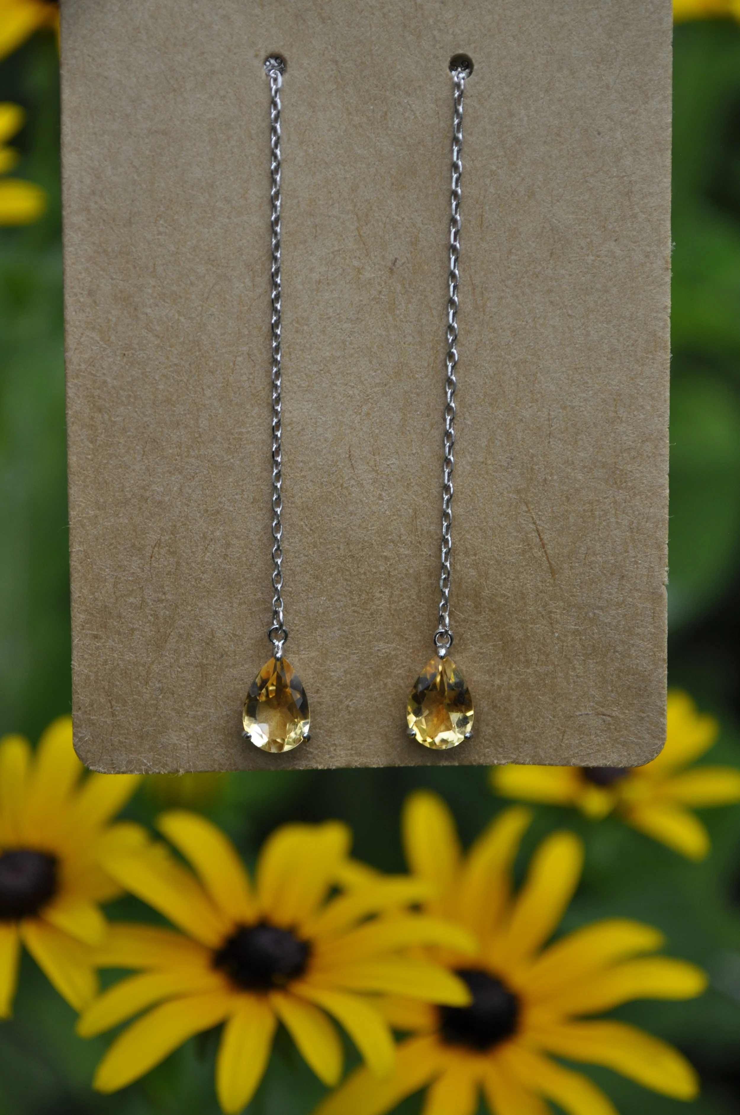 Citrine Teardrop Dangly Earrings